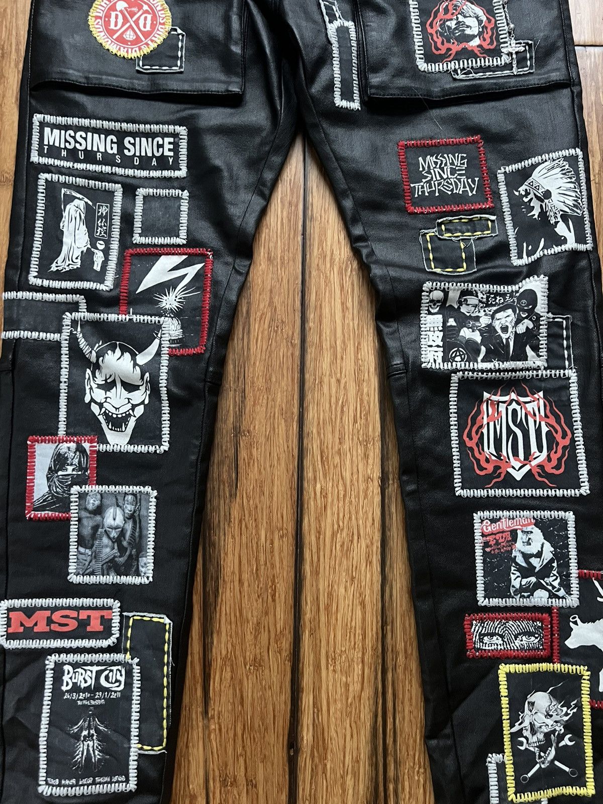 Missing Since Thursday MST Black Tar Punk Patchwork Denim City Morgue Size US 36 / EU 52 - 4 Thumbnail