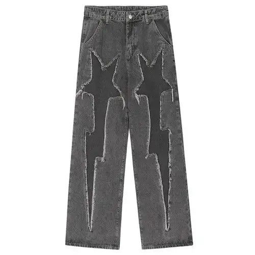 VIBE Lightning Splicing Baggy Jeans Size US 33 - 1 Thumbnail