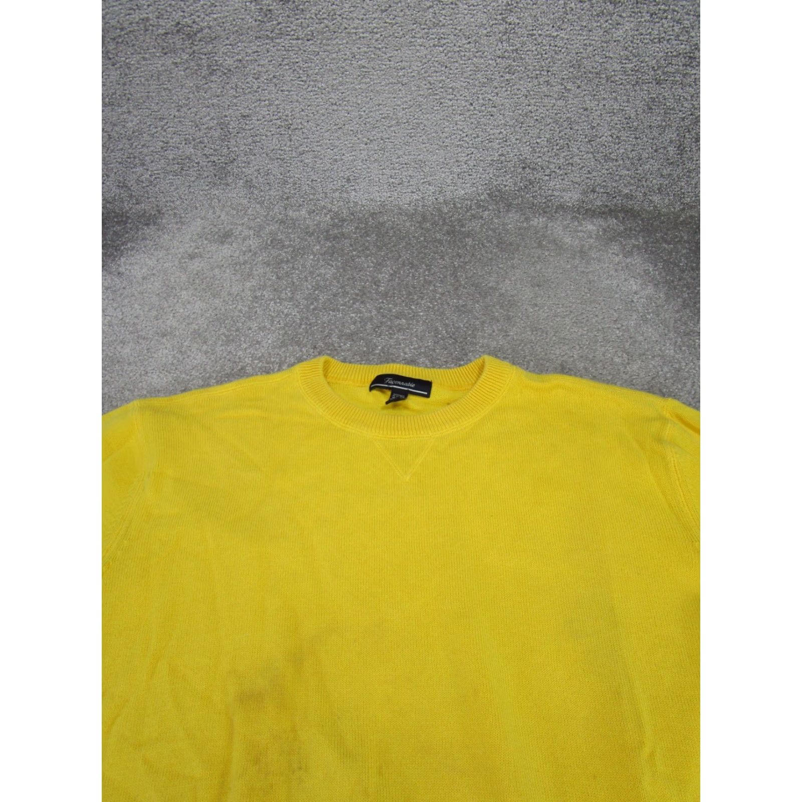 Faconnable Façonnable Sweater Men Small Yellow Cotton Knit Crew Pullover - Stain - Casual Shirt? Size US S / EU 44-46 / 1 - 2 Thumbnail