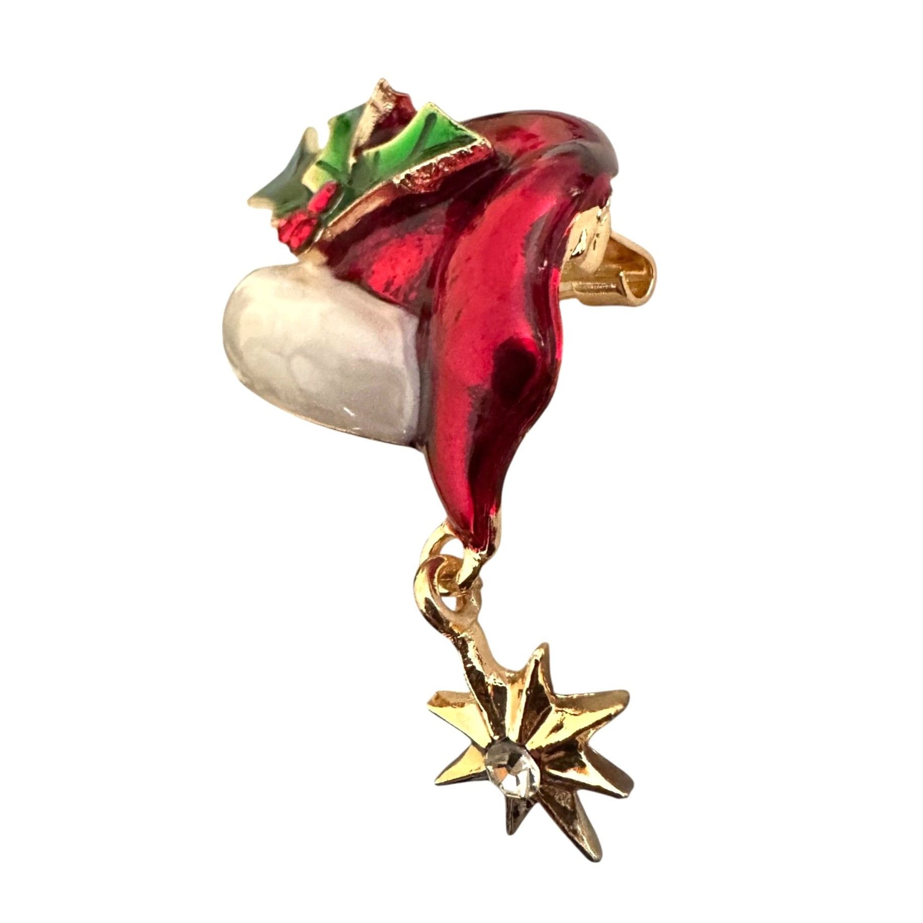 Handmade Santa Hat Brooch Pin Whimsical New Christmas Dangle Star Ho Size ONE SIZE - 4 Thumbnail