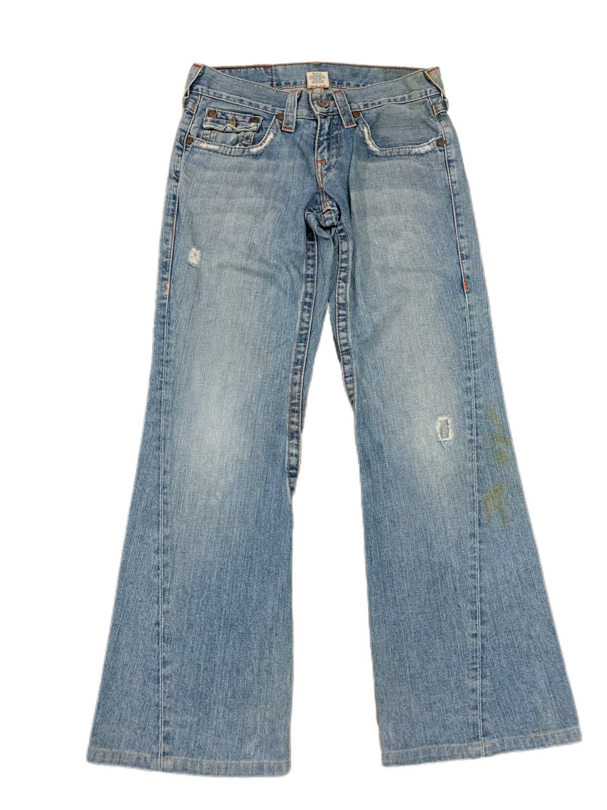 image of If Six Was Nine x Le Grande Bleu L G B Distressed Baggy Flared True Religion Denim Joey (Size 31)