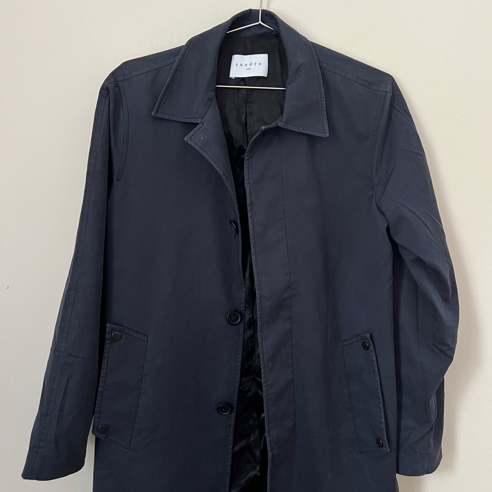 Sandro Sandro Men's Navy Blue Lightweight Trench Coat Size S Size US S / EU 44-46 / 1 - 5 Thumbnail