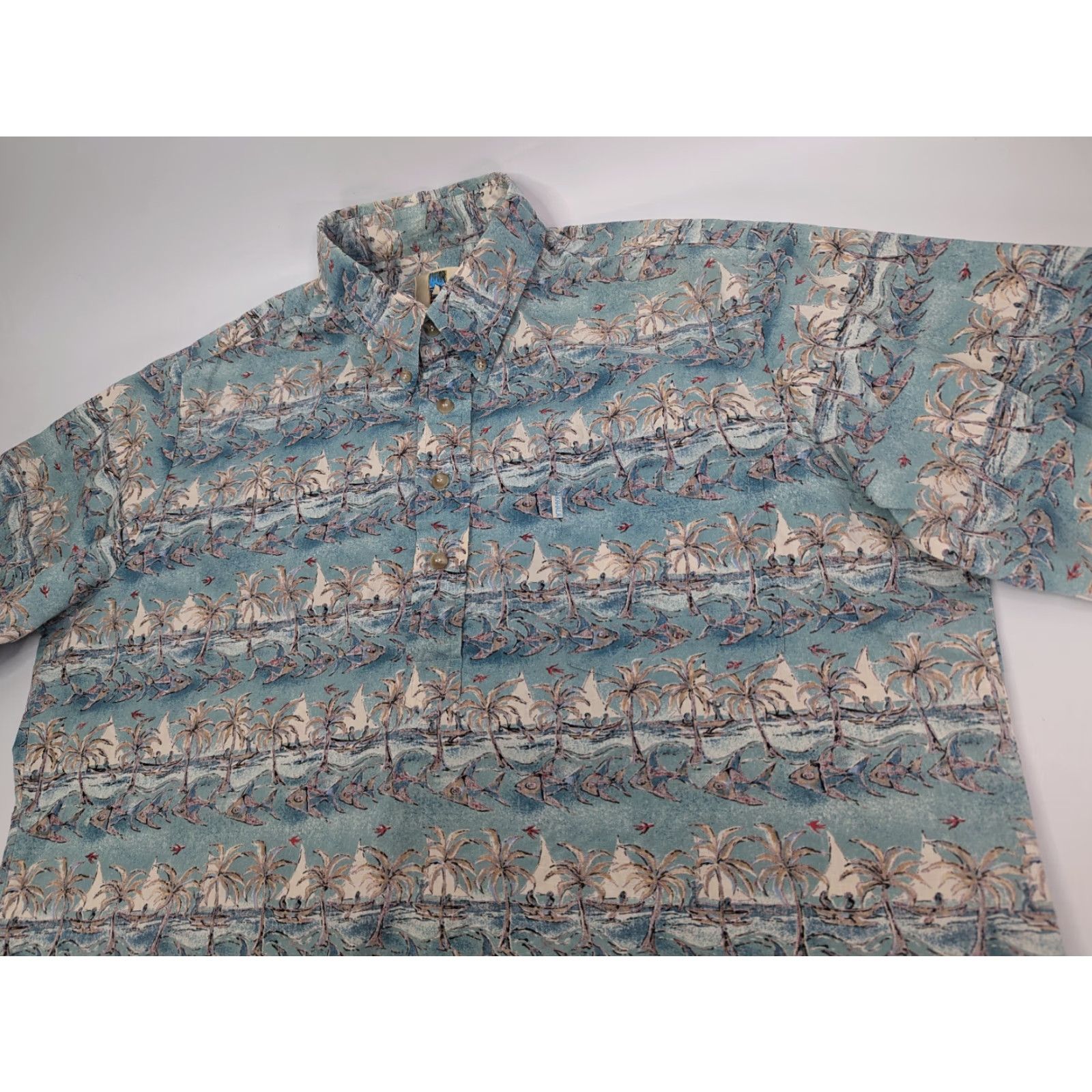 Vintage VINTAGE Kahala Shirt Mens XL Cotton Fish Palm Tree Hawaiian Island 1/4 Button Size US XL / EU 56 / 4 - 2 Thumbnail