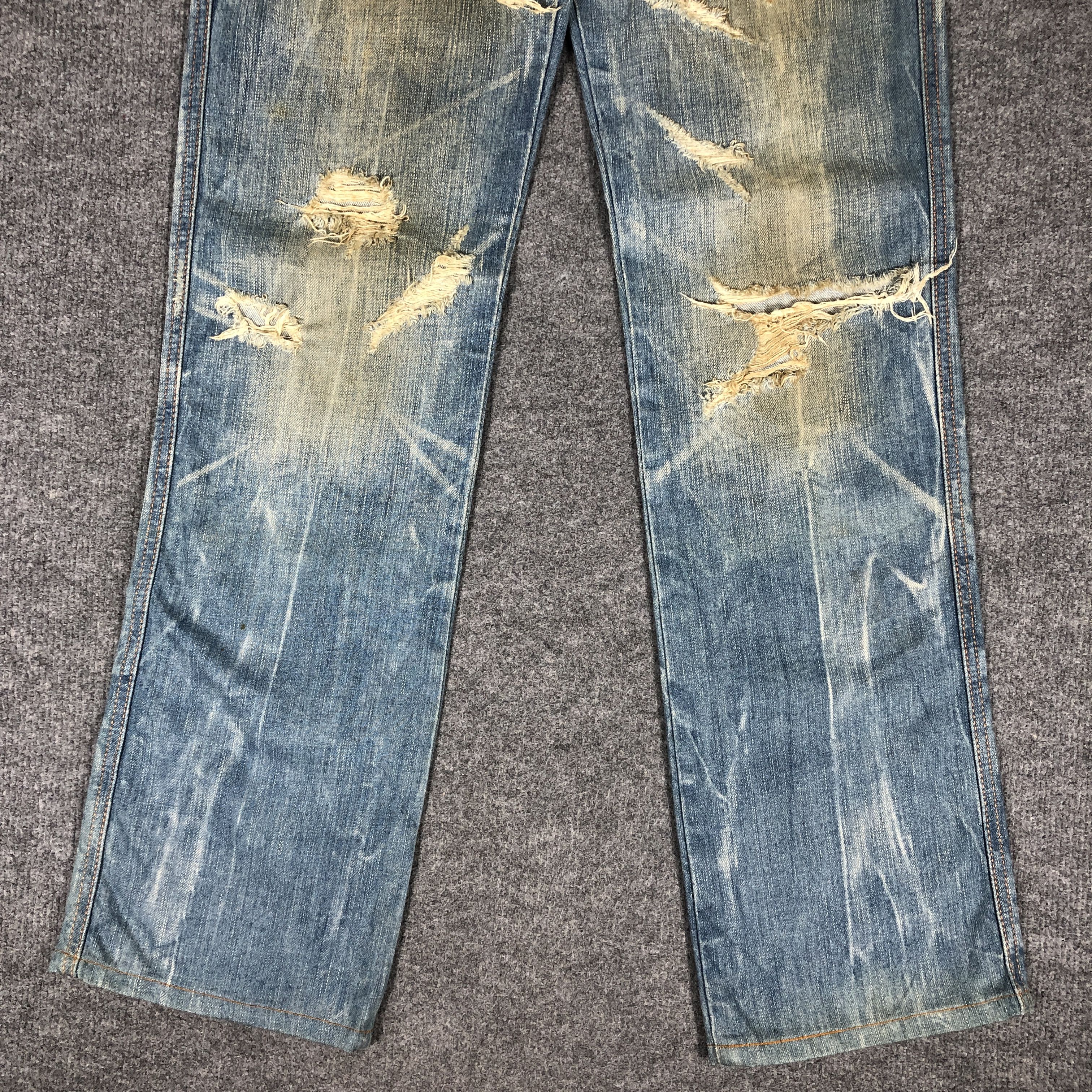 Edwin × Vintage Vintage Edwin 503 Blue Trip Jeans Distressed L1181 Size US 28 / EU 44 - 3 Thumbnail