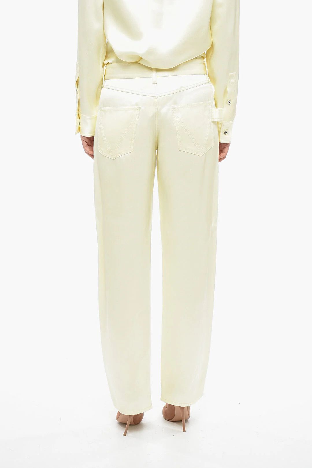 Bottega Veneta og1mm0426 Loose-Fit Viscose and Silk-Blend Pant in Yellow Size 28" / US 6 / IT 42 - 2 Thumbnail