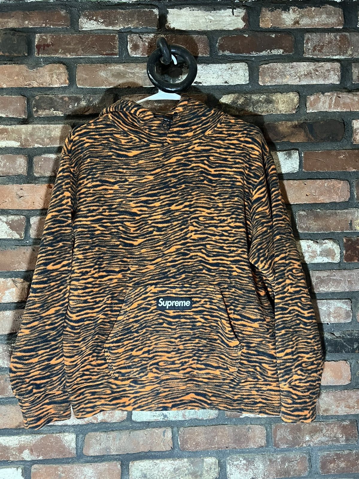 image of Supreme Polartec Hooded Sweatshirt Tiger in Orange, Men's (Size Small)