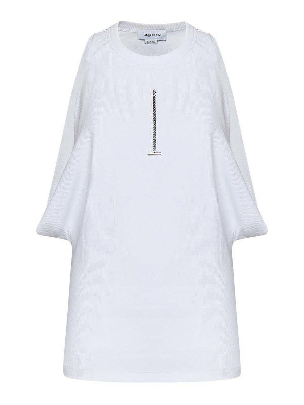 Alexander McQueen o1srvl11e0326 Draped Ribbed Tank Top in White Size XL / US 12-14 / IT 48-50 - 1 Thumbnail