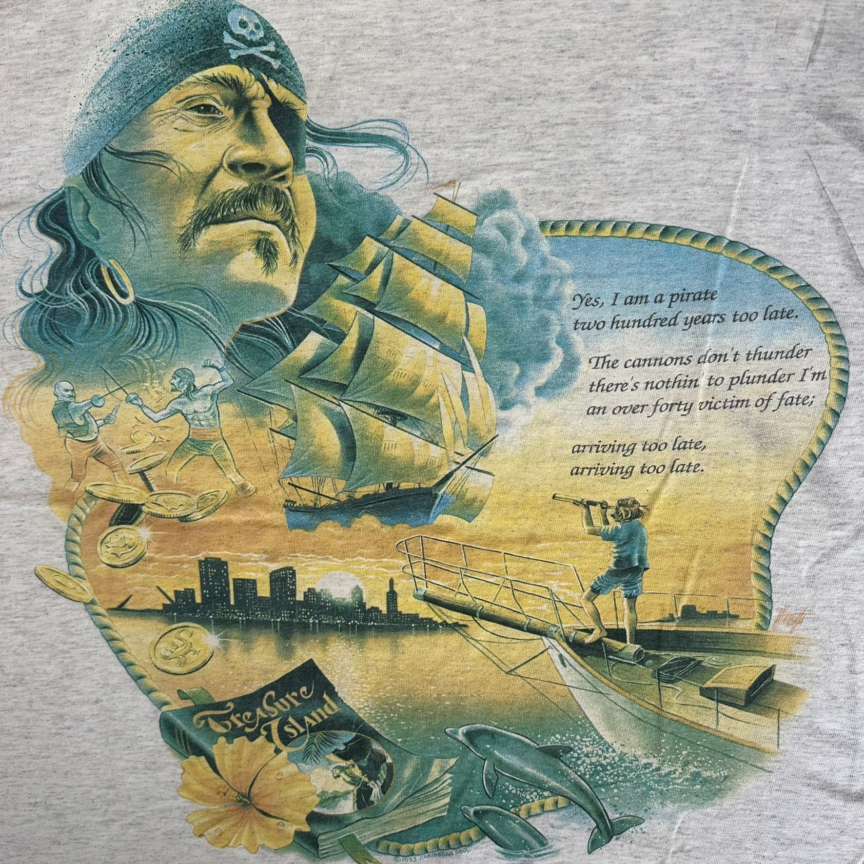 Vintage Vintage 90s Jimmy Buffett Mother Ocean T-Shirt Pirate Nautic Size US XL / EU 56 / 4 - 8 Thumbnail