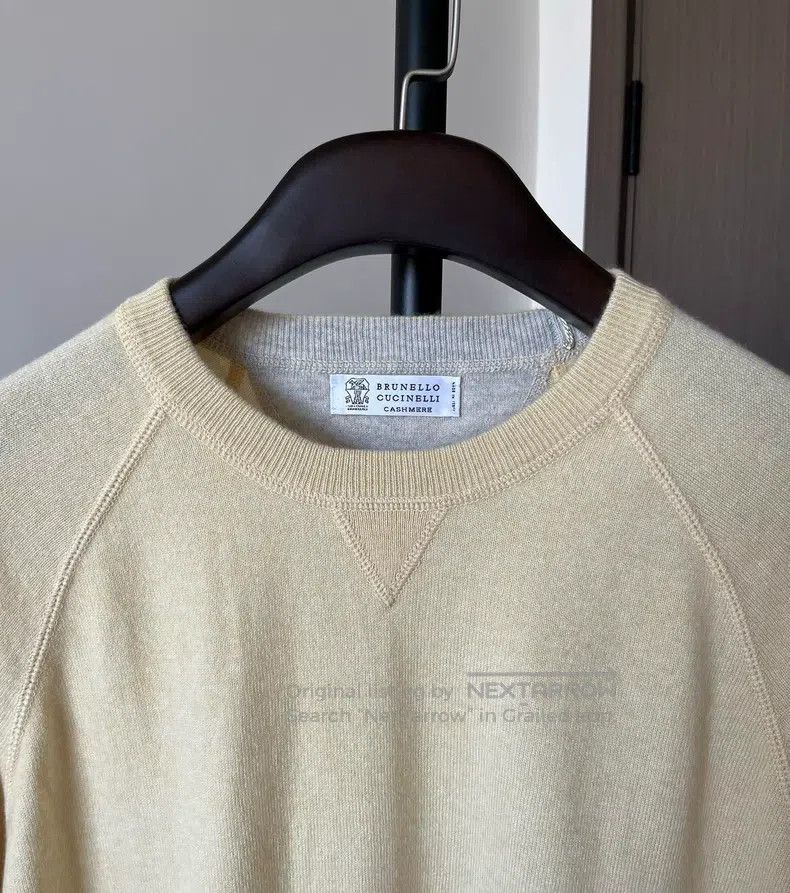 Brunello Cucinelli Brunello Cucinelli Men's light yellow cashmere sweatshirt Size US L / EU 52-54 / 3 - 4 Thumbnail