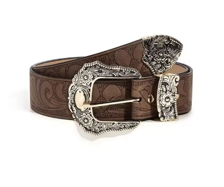 Japanese Brand Vintage Style western pu leather belt Size 32 - 1 Thumbnail