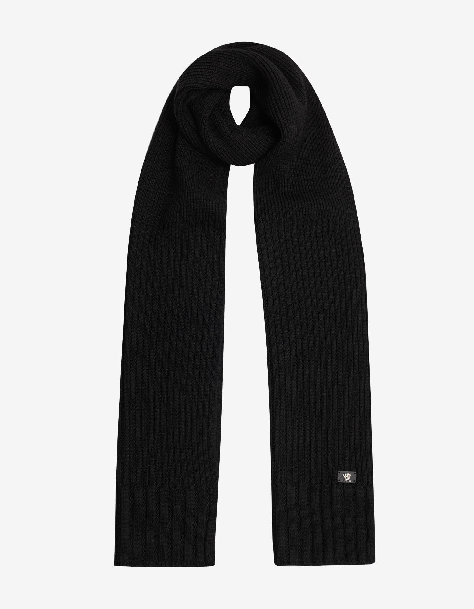 Versace Versace Black Ribbed Wool Scarf Size ONE SIZE - 1 Preview