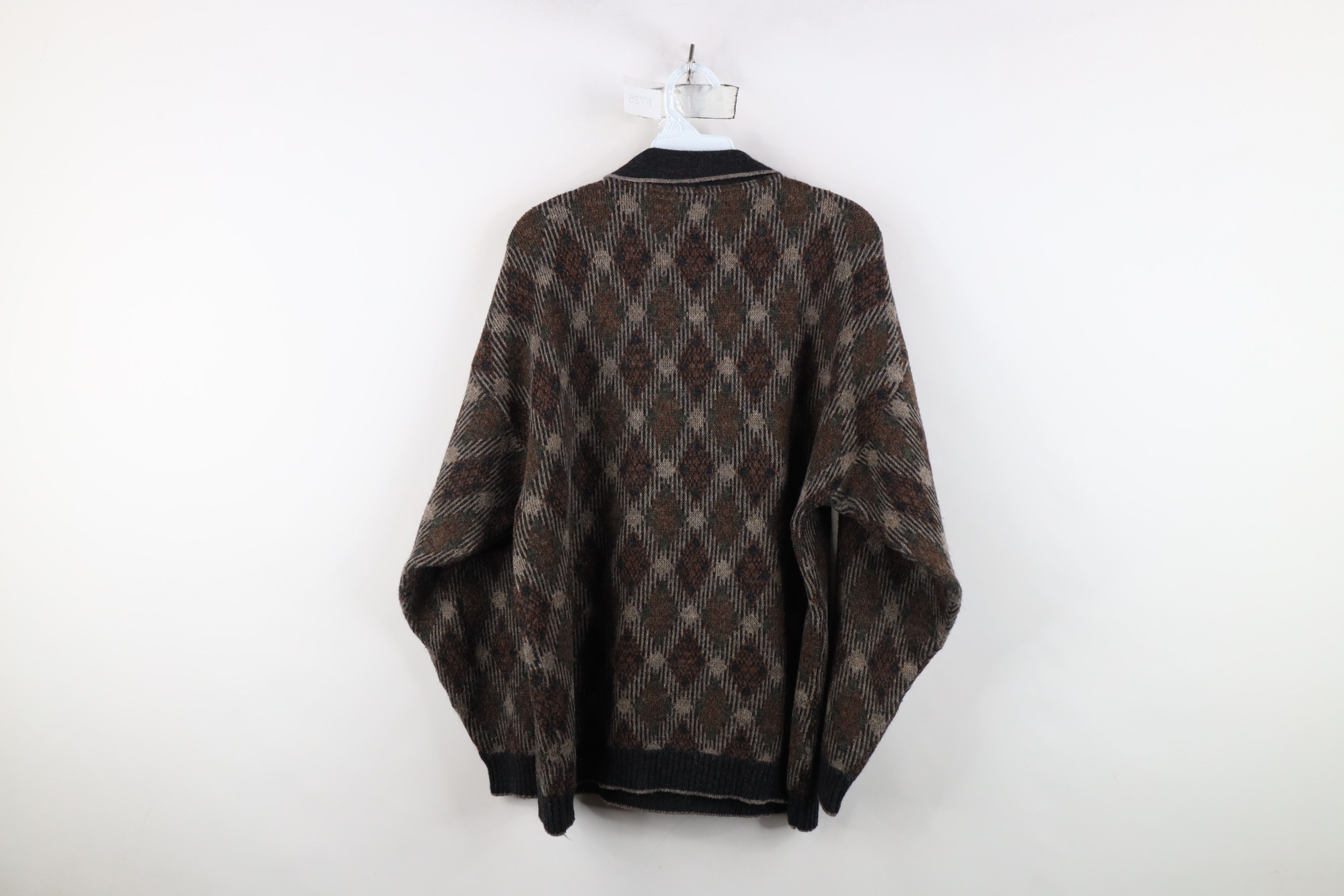 Vintage Vintage 90s Streetwear Blend Argyle Knit Collared Sweater Size US L / EU 52-54 / 3 - 8 Thumbnail