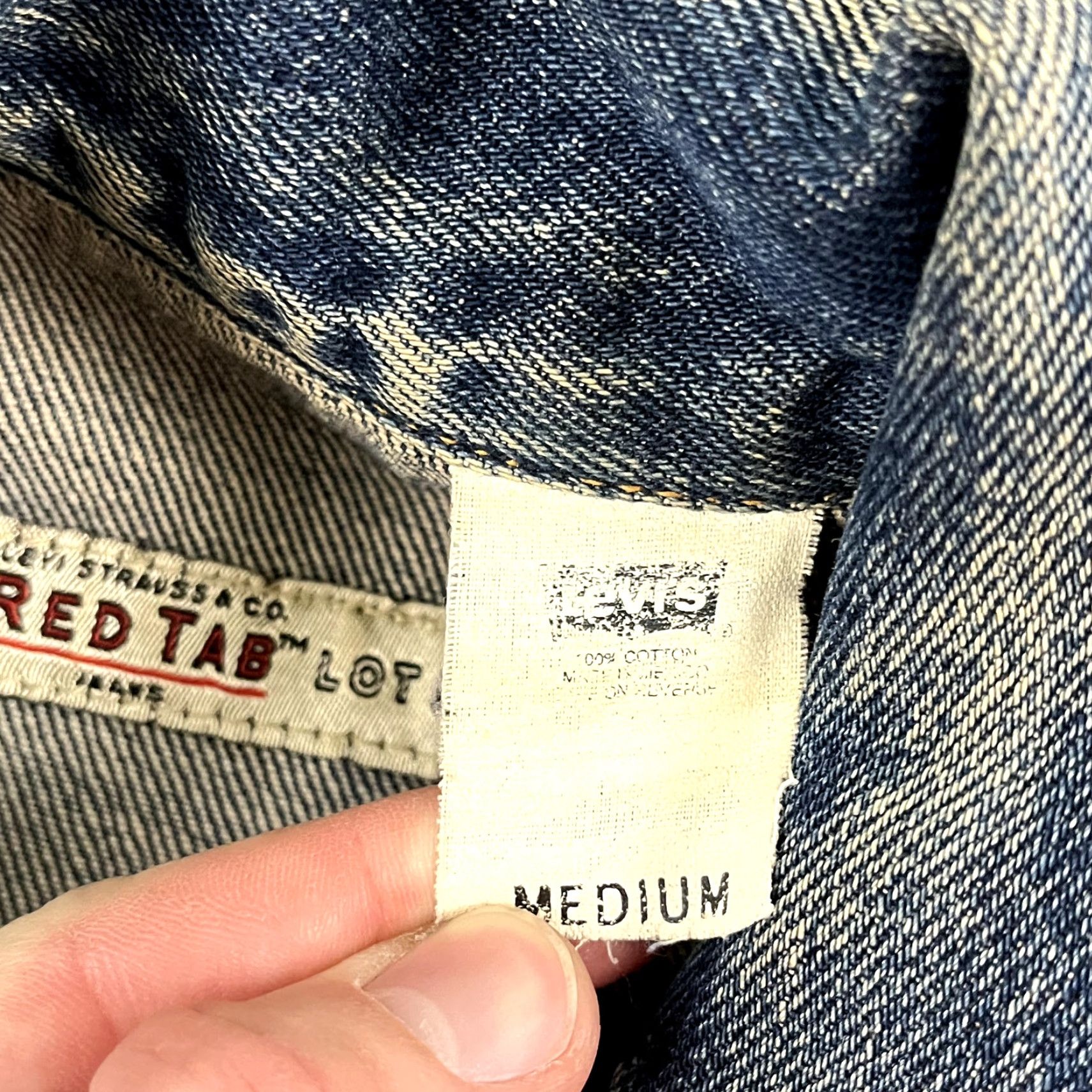 Levi's VINTAGE Levi Strauss Jacket Womens M Blue Denim Red Tab Lot 53 Selvedge Y2K RED Blue Denim Classic 80s 90s Retro Womens Jacket Size M / US 6-8 / IT 42-44 - 2 Thumbnail