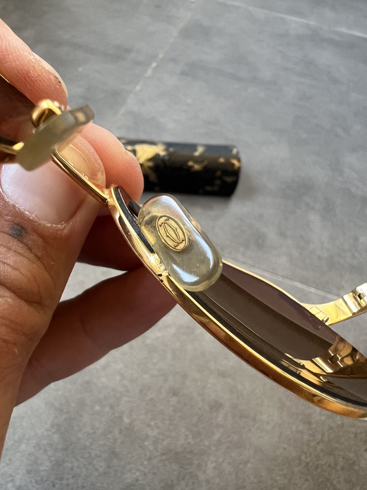 Cartier × Vintage Vintage Cartier Edition Santos-Dumont golden plated glasses Size ONE SIZE - 6 Thumbnail