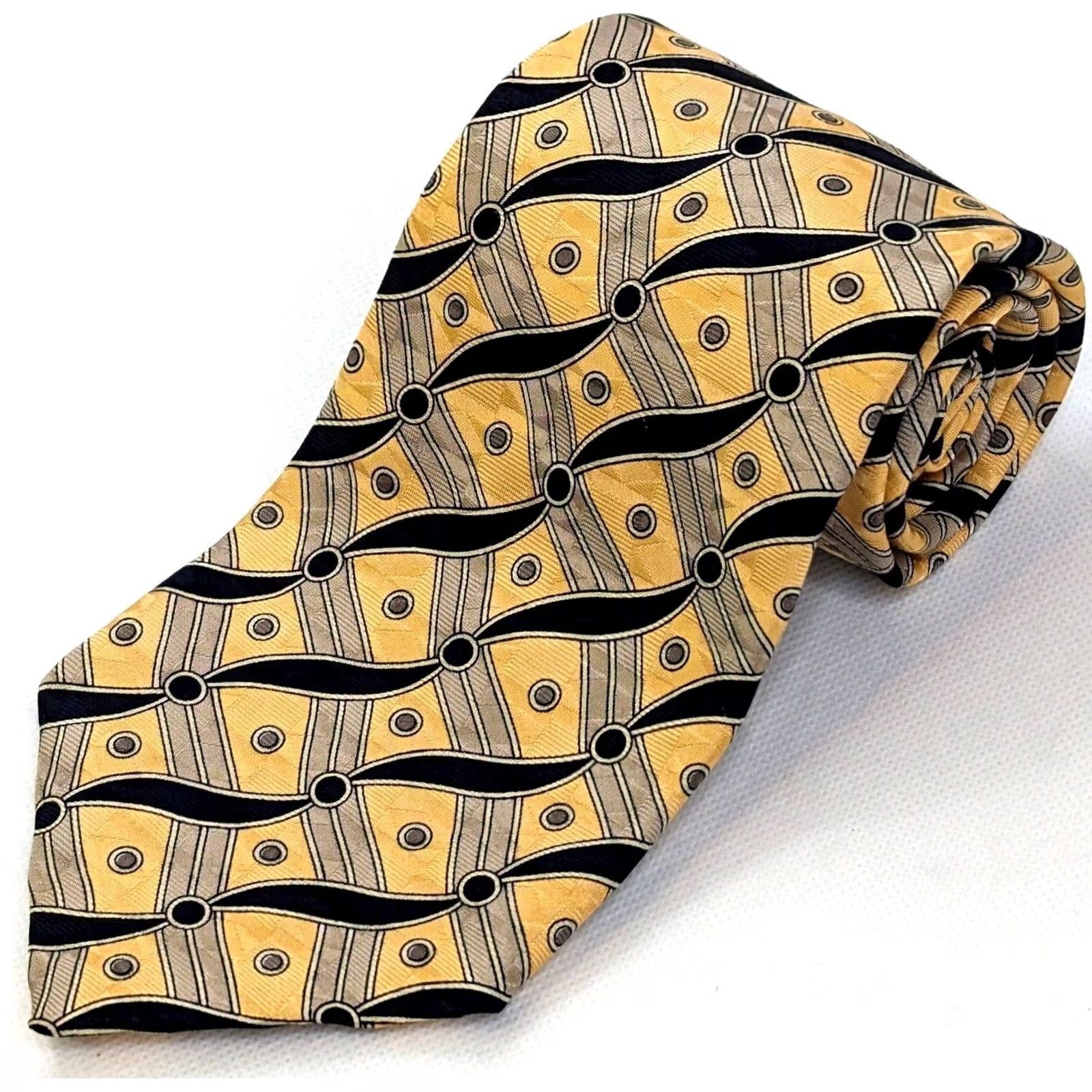 Robert Talbott Robert Talbott Best of Class Silk Necktie Geometric Black Gold 57" x 3.75" Silk青青草 Size ONE SIZE - 2 Thumbnail