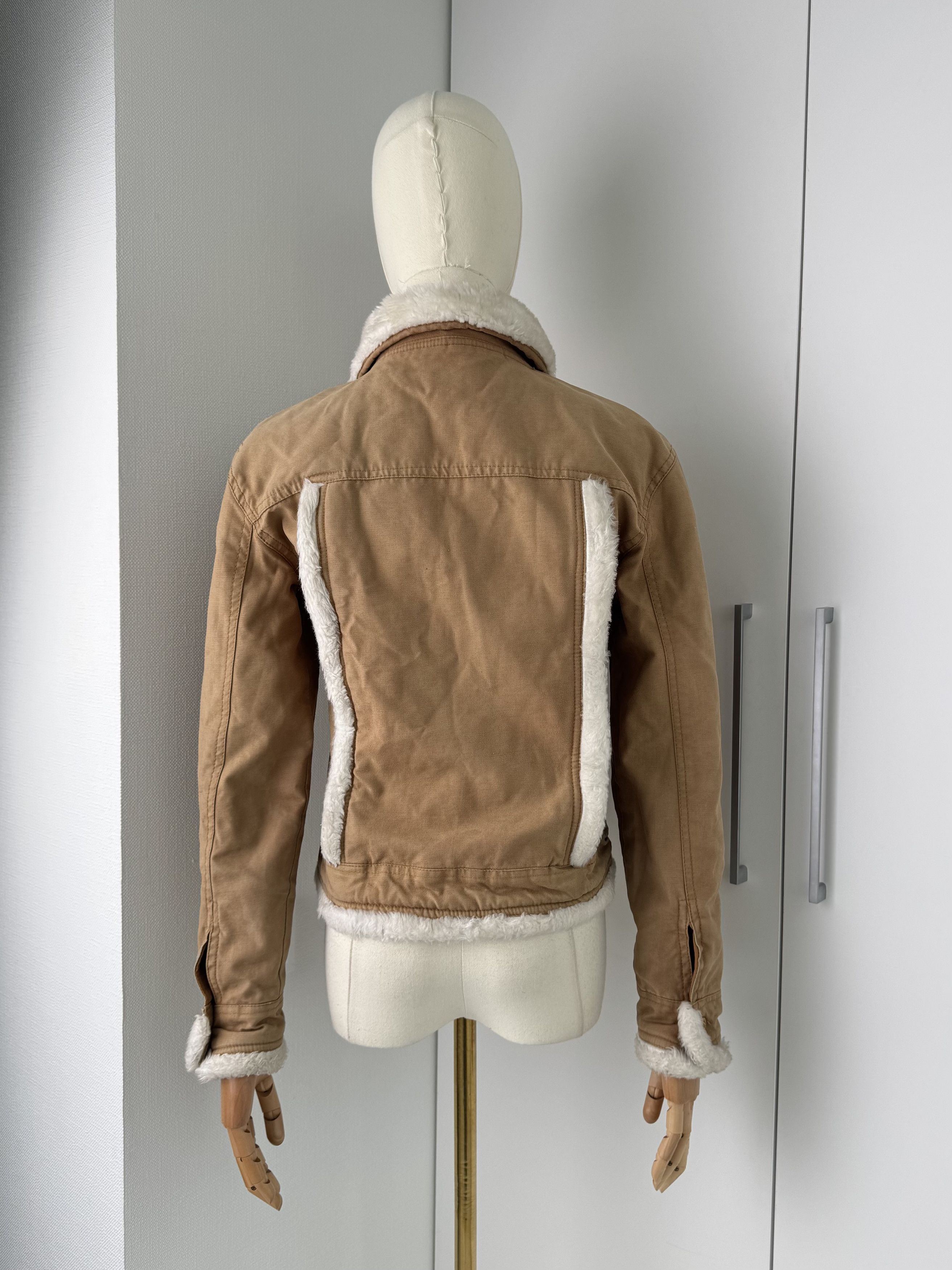 Vintage Women Beige Jacket Y2K Vintage Faux Shearling Trim Coat Size M / US 6-8 / IT 42-44 - 4 Thumbnail