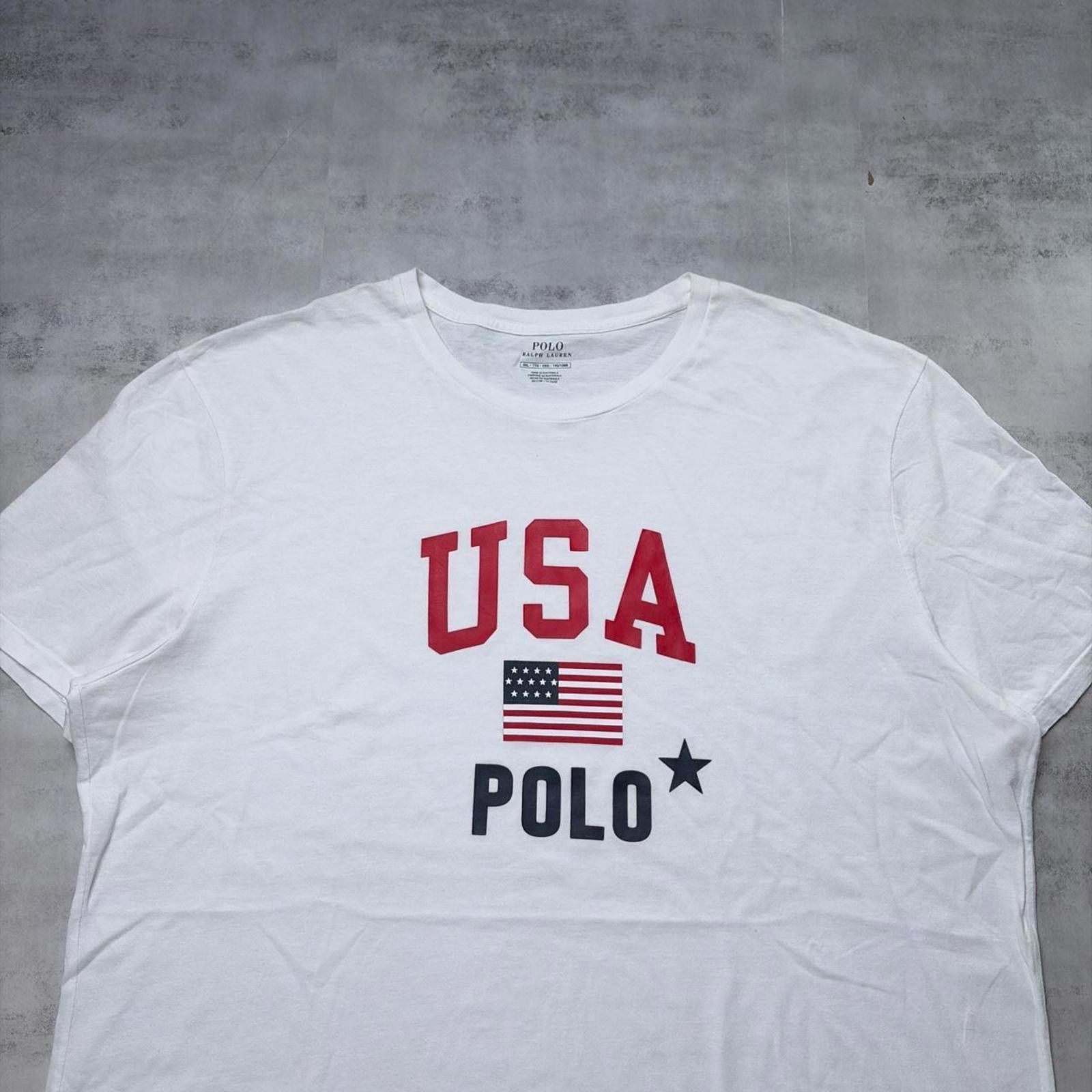 Polo Ralph Lauren Y2K White Polo Ralph Lauren USA Flag T-Shirt Size US XXL / EU 58 / 5 - 2 Thumbnail
