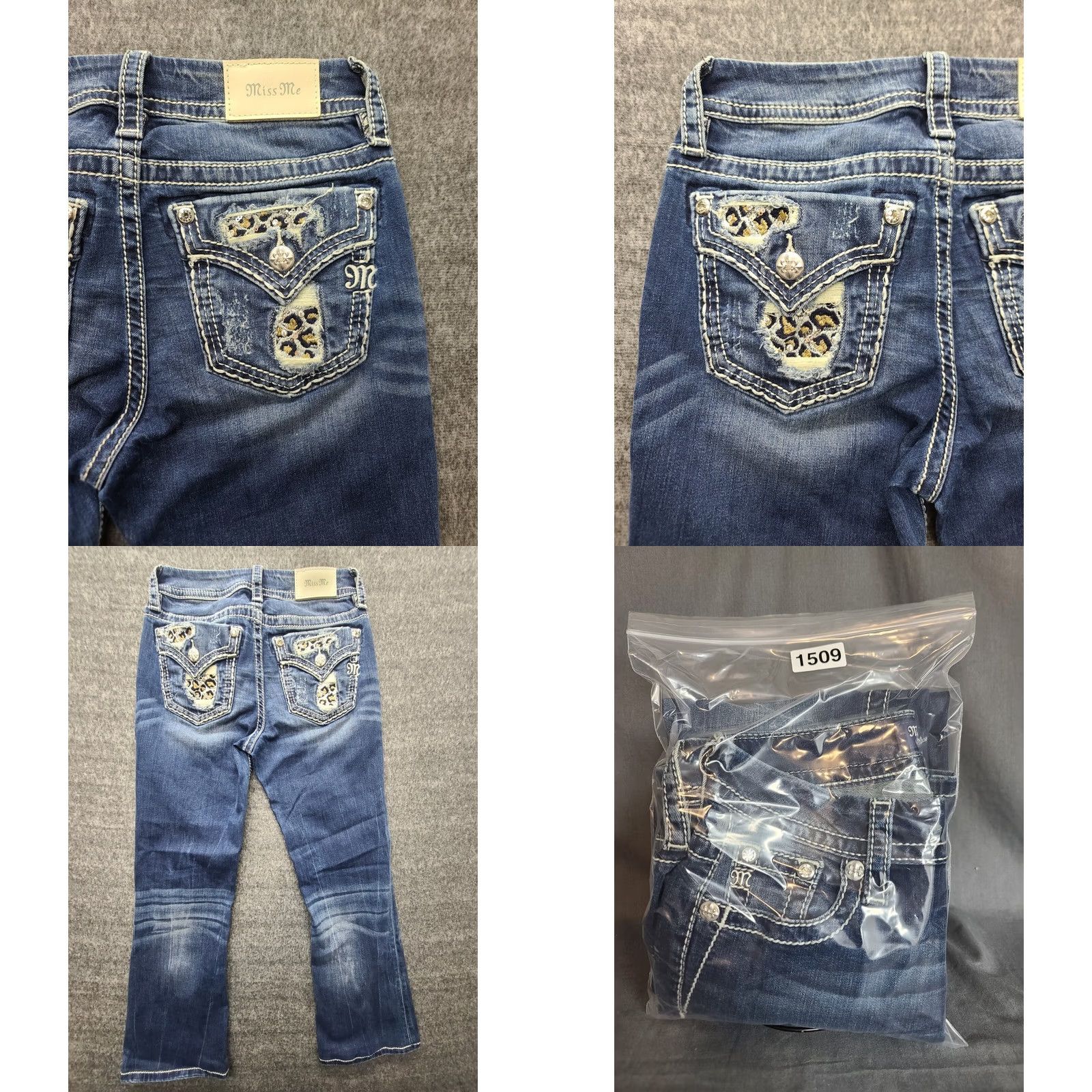 Miss Me Miss Me Jeans Womens 26x26 Boot Cut Mid Rise Embroidered Rhinestone Denim Blue 5-Pocket Country Western Cowgirl Womens Jeans Size 28" / US 6 / IT 42 - 9 Thumbnail