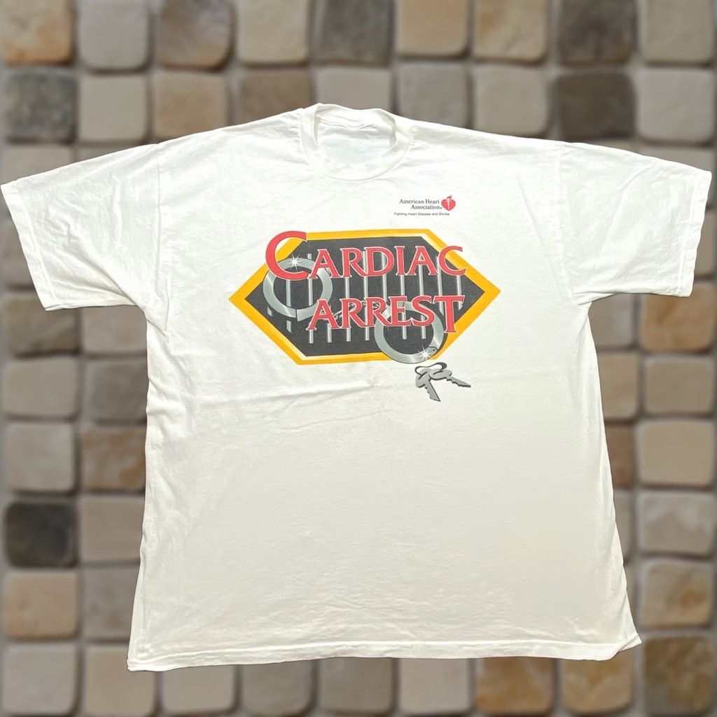 Vintage VINTAGE American Heart Association T-Shirt Men XL White Cardiac Arrest Graphic Size US XL / EU 56 / 4 - 1 Thumbnail