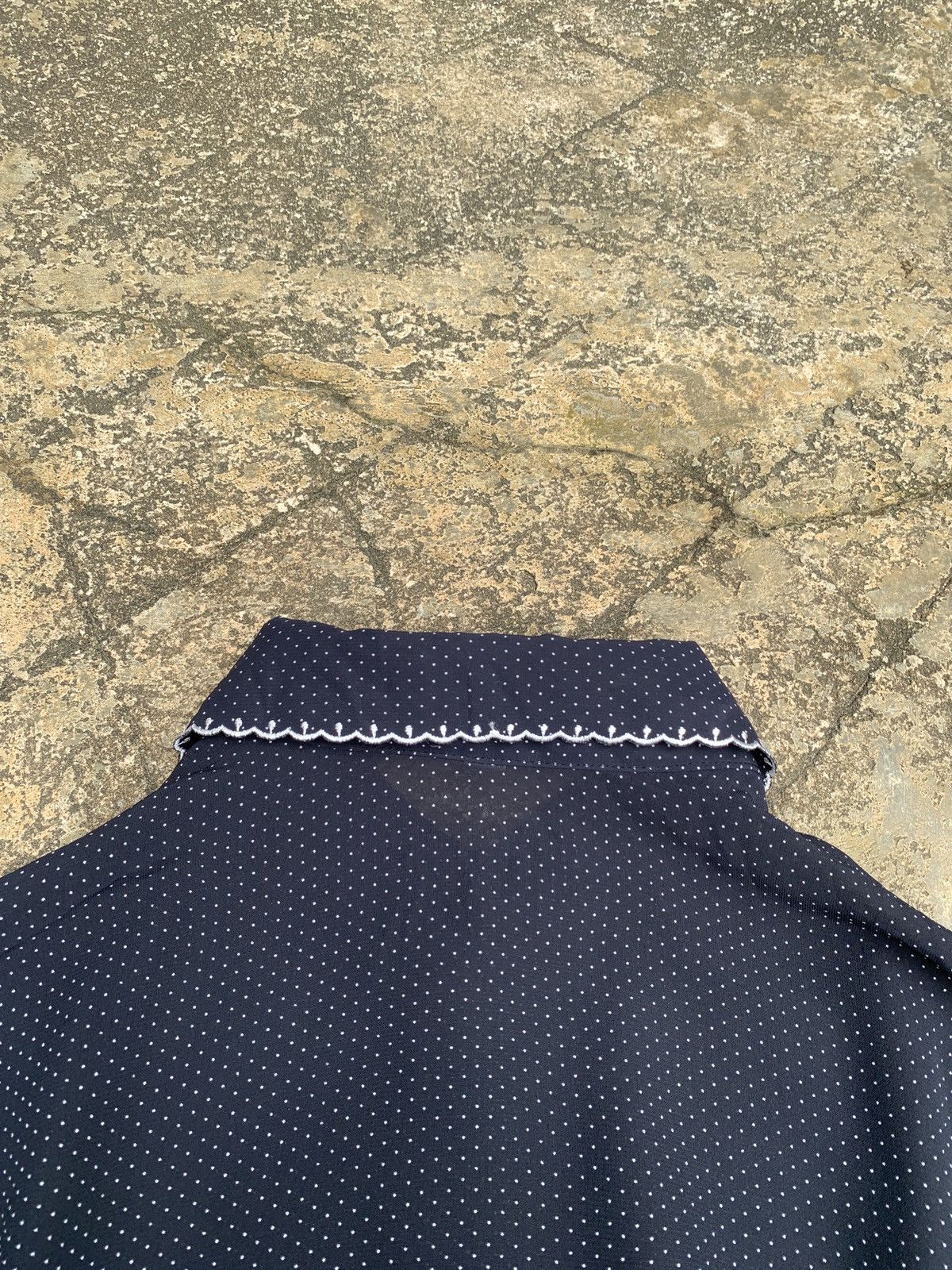 Japanese Brand Japanese Brand Trim Embroidery Mikro Polkadot Silk Shirt Size L / US 10 / IT 46 - 4 Thumbnail