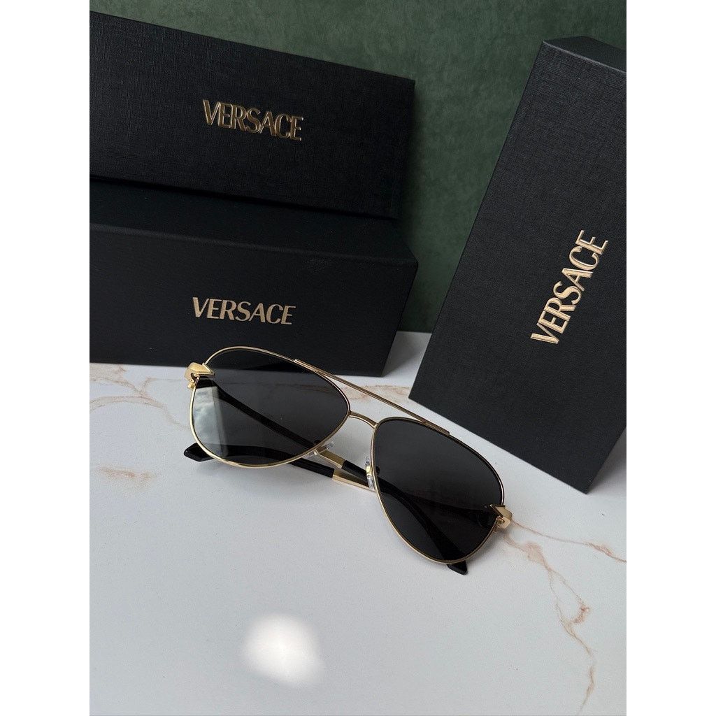 Versace NEW Versace VE2283 Aviator Sunglasses in Gold Grey Size ONE SIZE - 2 Thumbnail