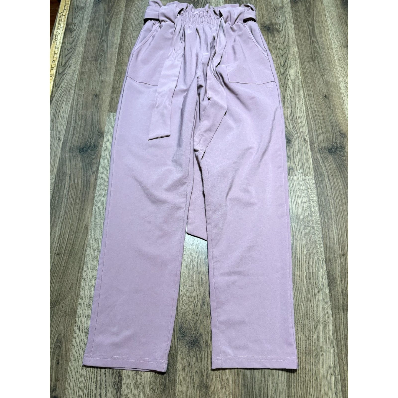 Vintage Grace Karin Pants Women's Size Small Pink Tie Waist Straight Casual High Rise Size 28" / US 6 / IT 42 - 2 Thumbnail