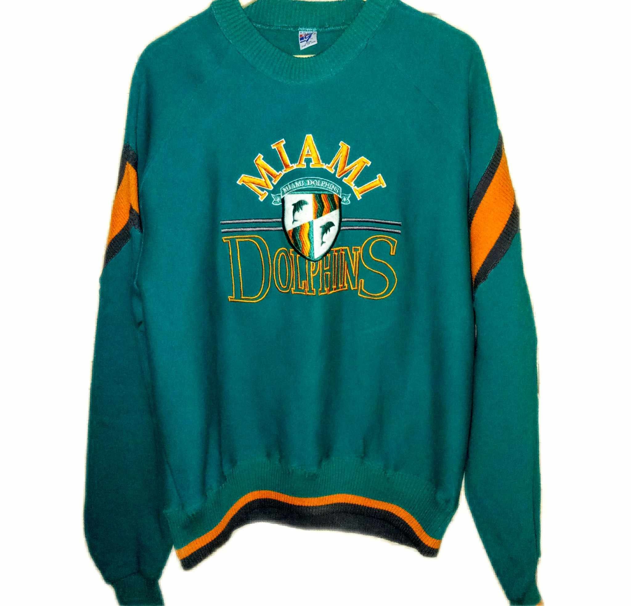 image of The Game Nfl Miami Dolphins Retro Vintage in Green Orange, Men's (Size Large)