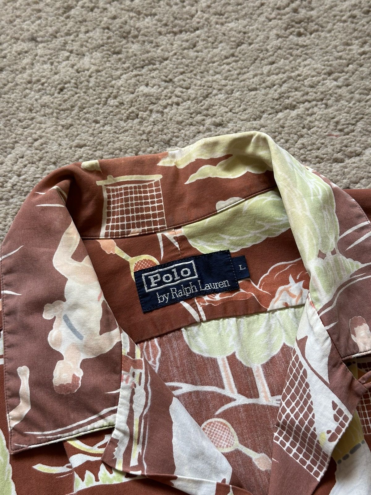 Polo Ralph Lauren 1980s Polo Ralph Laurent Overprint All Sports Hawaiian Shirt Size US L / EU 52-54 / 3 - 17 Thumbnail