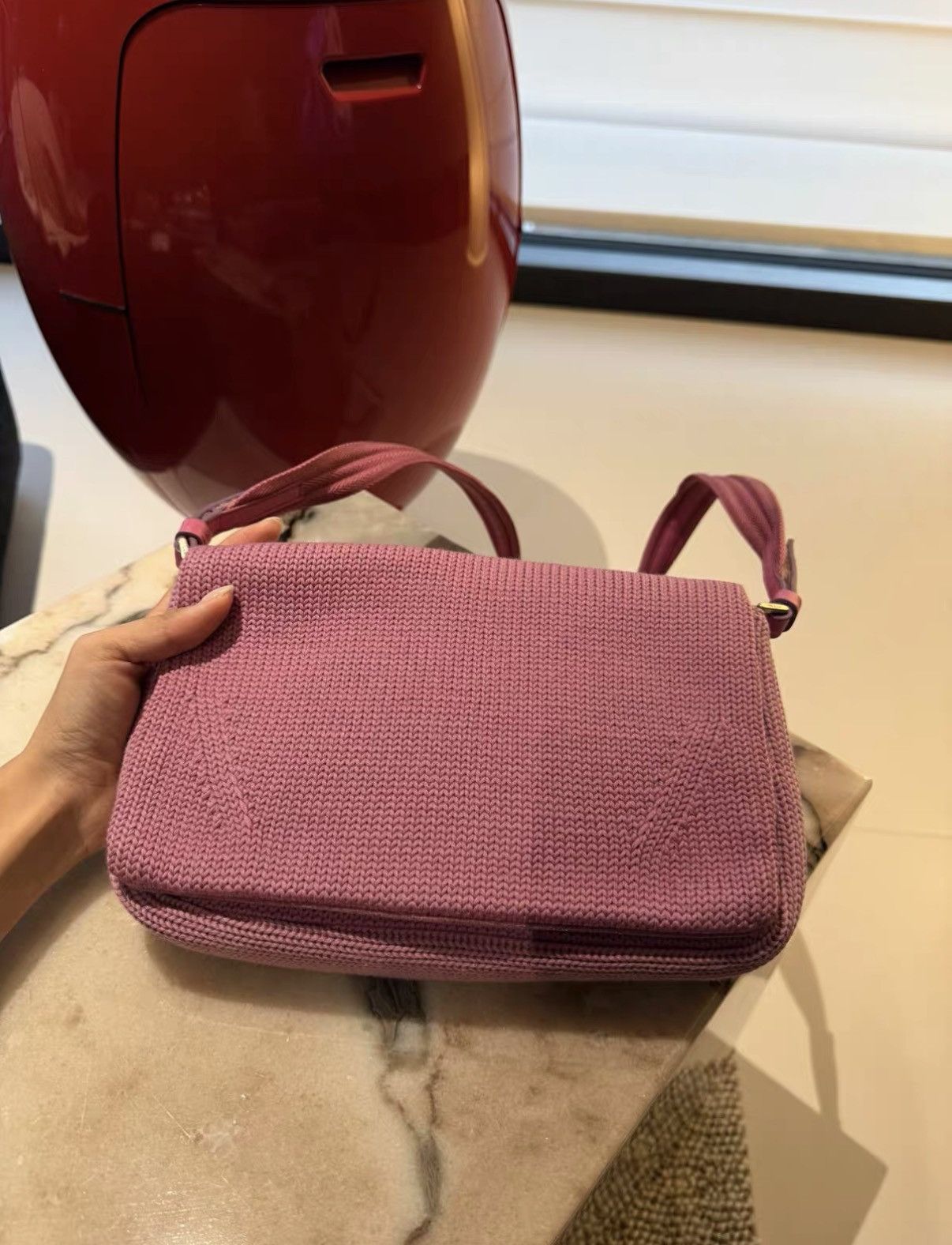 Prada Prada Vintage Magenta Wool Knit Flap Bag J36 Size ONE SIZE - 3 Thumbnail
