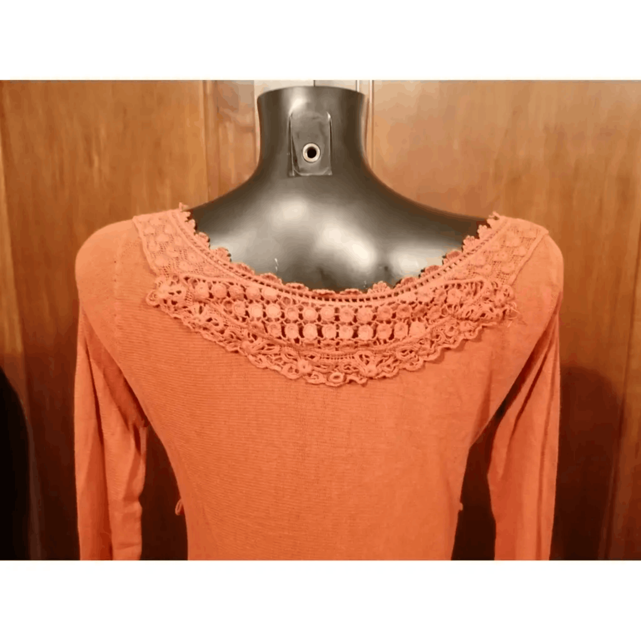Other Orange Long Sleeve Lace Hem Cardigan Size M / US 6-8 / IT 42-44 - 4 Thumbnail