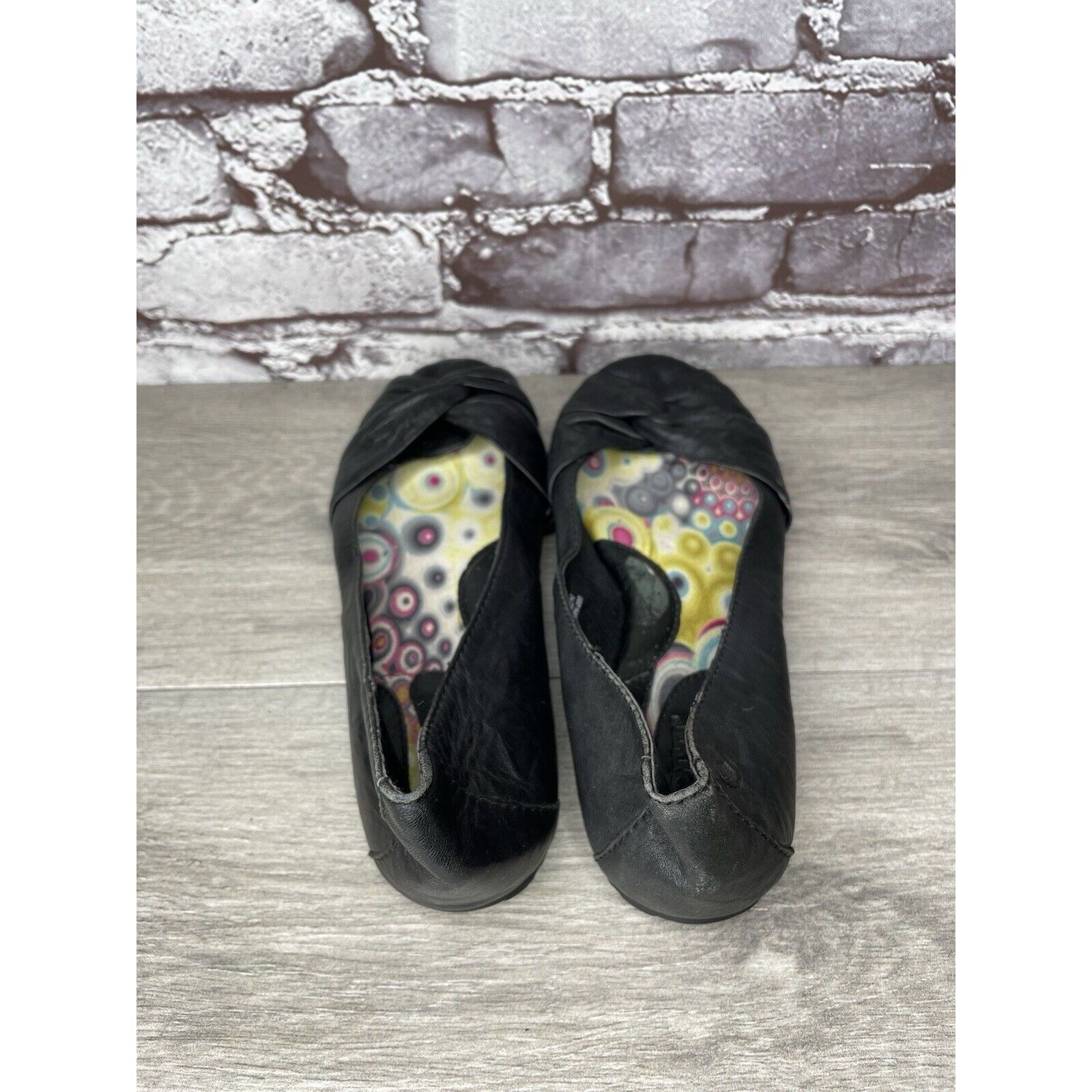 Born Born Lily W32114 Black Leather Vamp Accented Knot Ballet Fla Size US 8 / IT 38 - 5 Thumbnail
