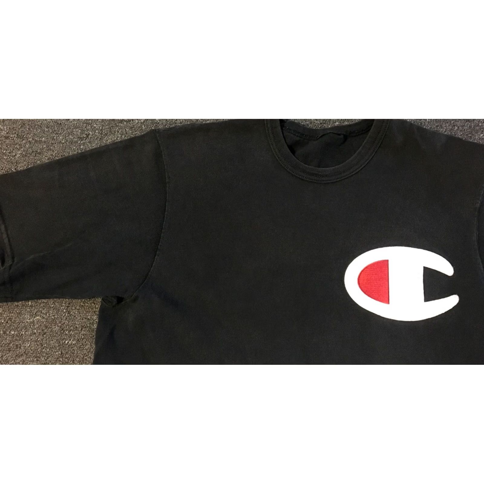 Champion VINTAGE Champion Big Logo Faded Distress Shirt M L Hip Hop Grunge 90s USA Punk Shirt Mens Black Size US M / EU 48-50 / 2 - 5 Thumbnail