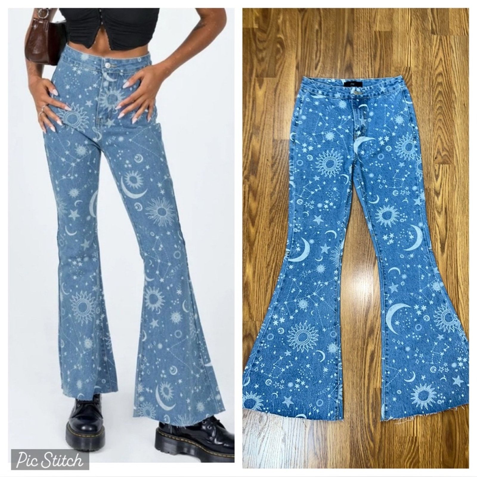 Other Super Cool Juny Celestial Whimsigoth Flare Jeans! Size 28" / US 6 / IT 42 - 1 Thumbnail
