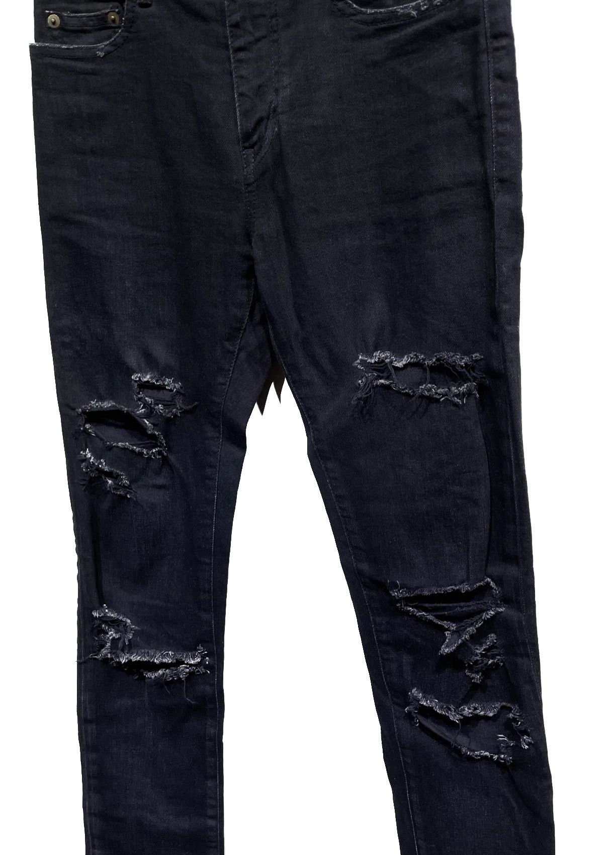 Saint Laurent Paris Saint Laurent D02 Black Destroyed Skinny Jeans Size US 28 / EU 44 - 3 Thumbnail