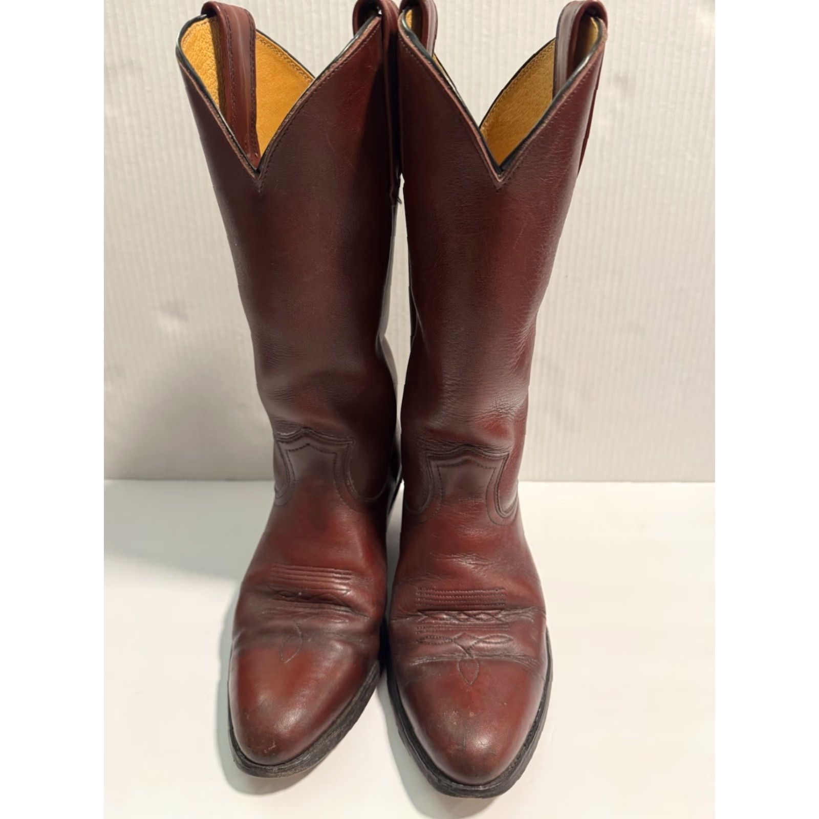 Frye VINTAGE Frye Boots Western Cowboy Leather Made in USA 9D Brown Oxblood Mens Size US 9 / EU 42 - 3 Thumbnail