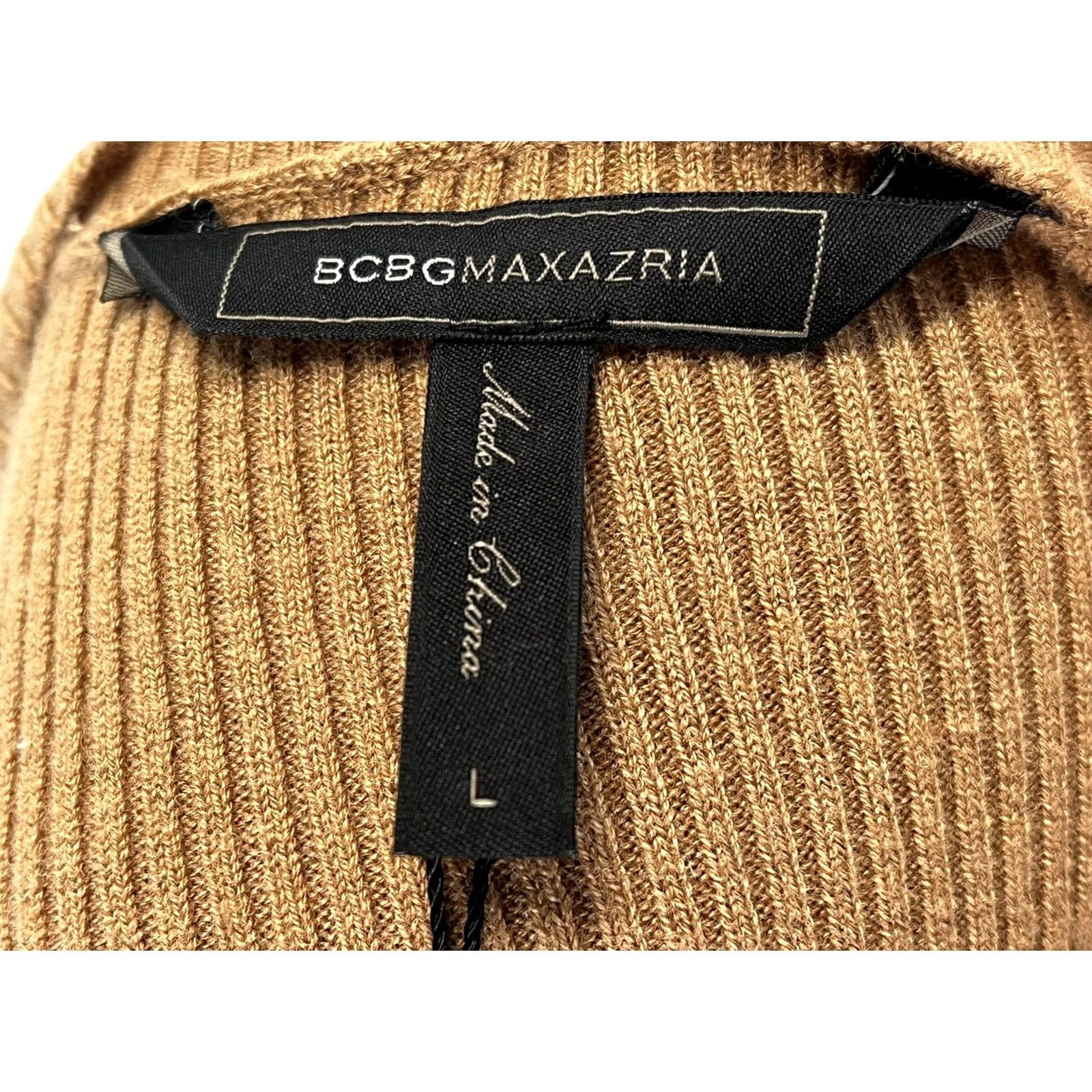 Bcbgmaxazria BCBGMAXAZRIA Sweater Womens L Cold Shoulder Ribbed Wool Cashmere Blend Beige Long Sleeve Round Neck Pullover Y2K Academia Old Money Vintage Style Size L / US 10 / IT 46 - 7 Thumbnail