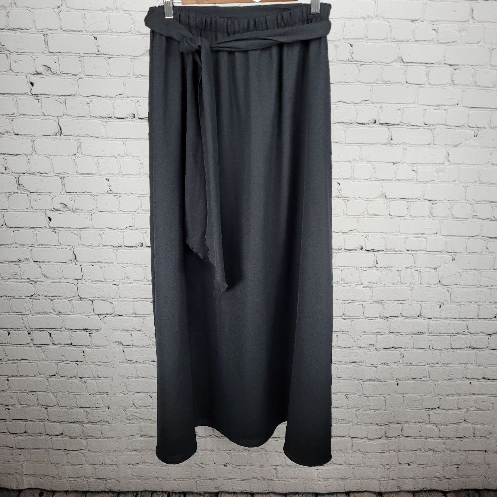 Vintage VINTAGE Tumbleweeds Black Belted Lined Elastic Waist Pull On Maxi Skirt USA XL Size 40" / US 18 - 2 Thumbnail