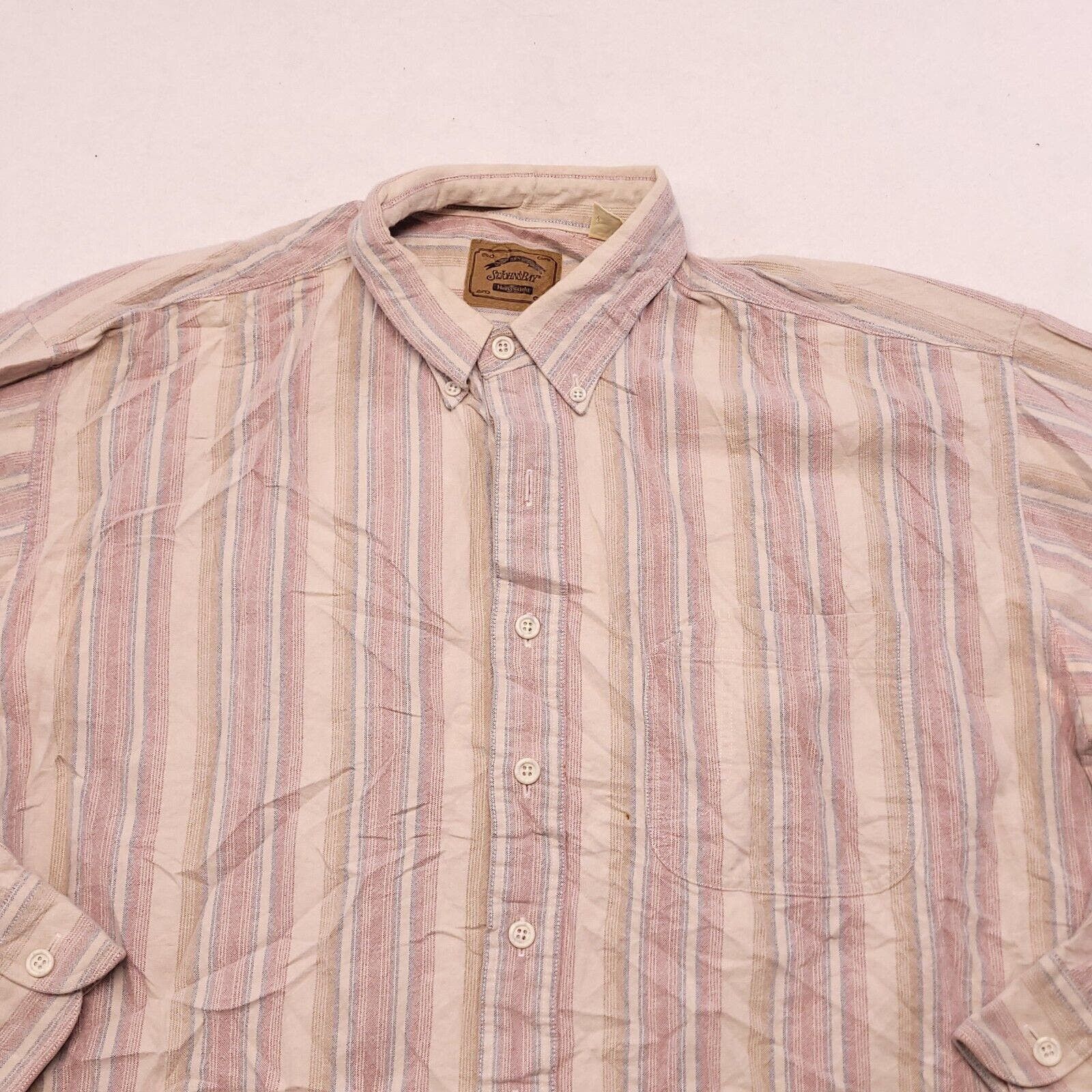 ST JOHNS BAY Classic Fit Button Up Shirt Mens XL Red Cotton Short
