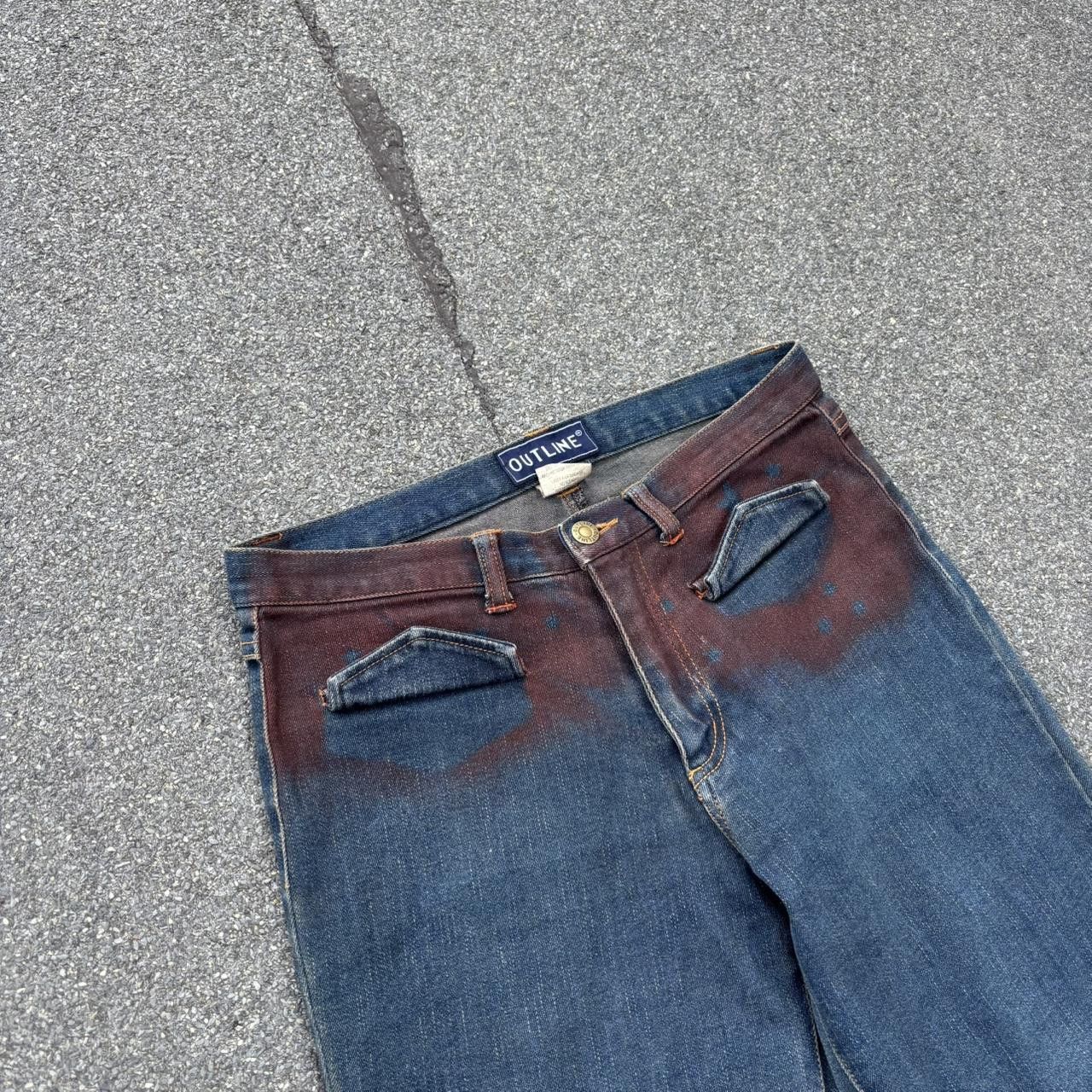 Japanese Brand × Vintage Vintage y2k 90s flared painted avant garde jeans Size US 32 / EU 48 - 3 Thumbnail