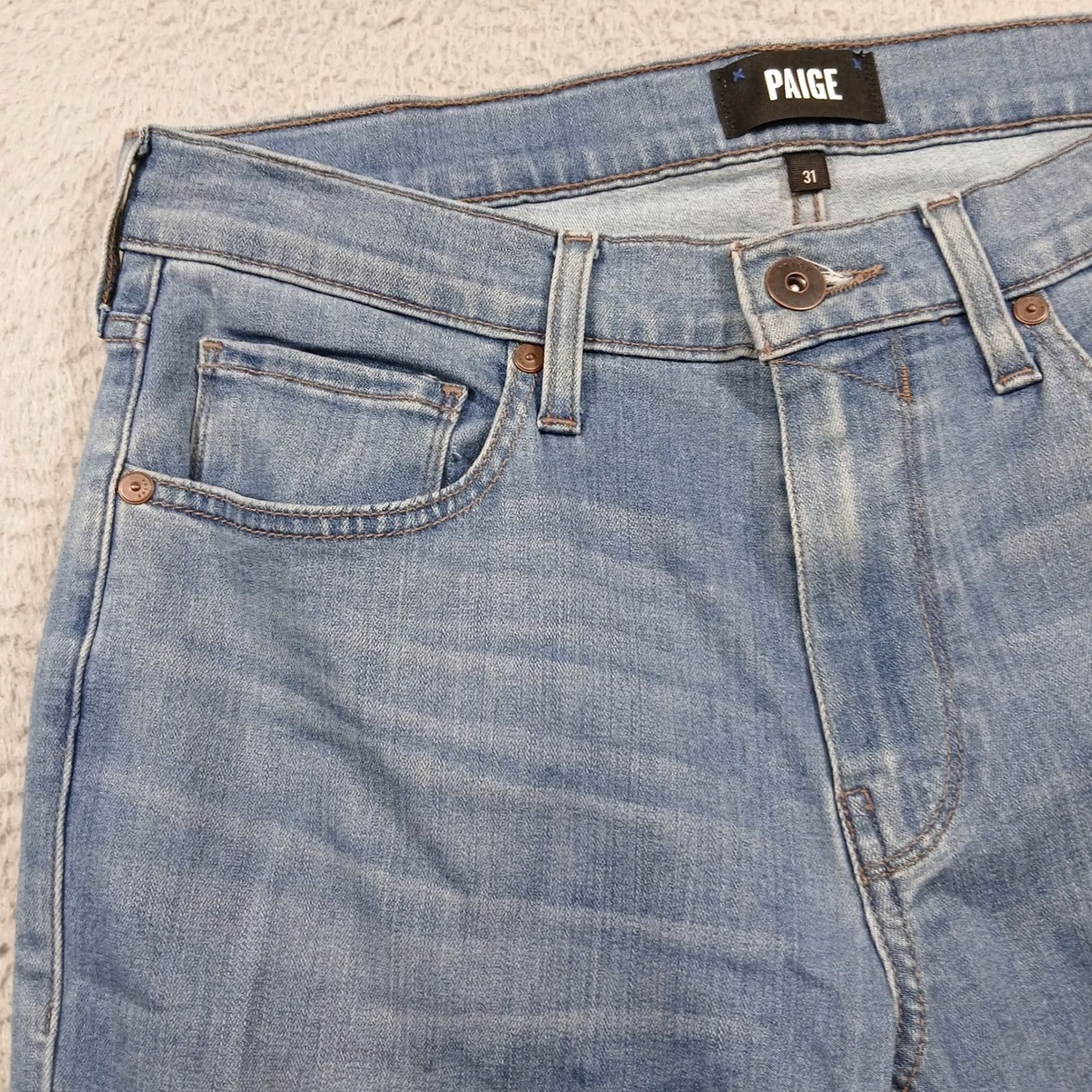 Paige PAIGE Federal Slim Straight Jeans Men's 31 Burnett Blue Rayon Blend EUC Size US 31 - 7 Thumbnail
