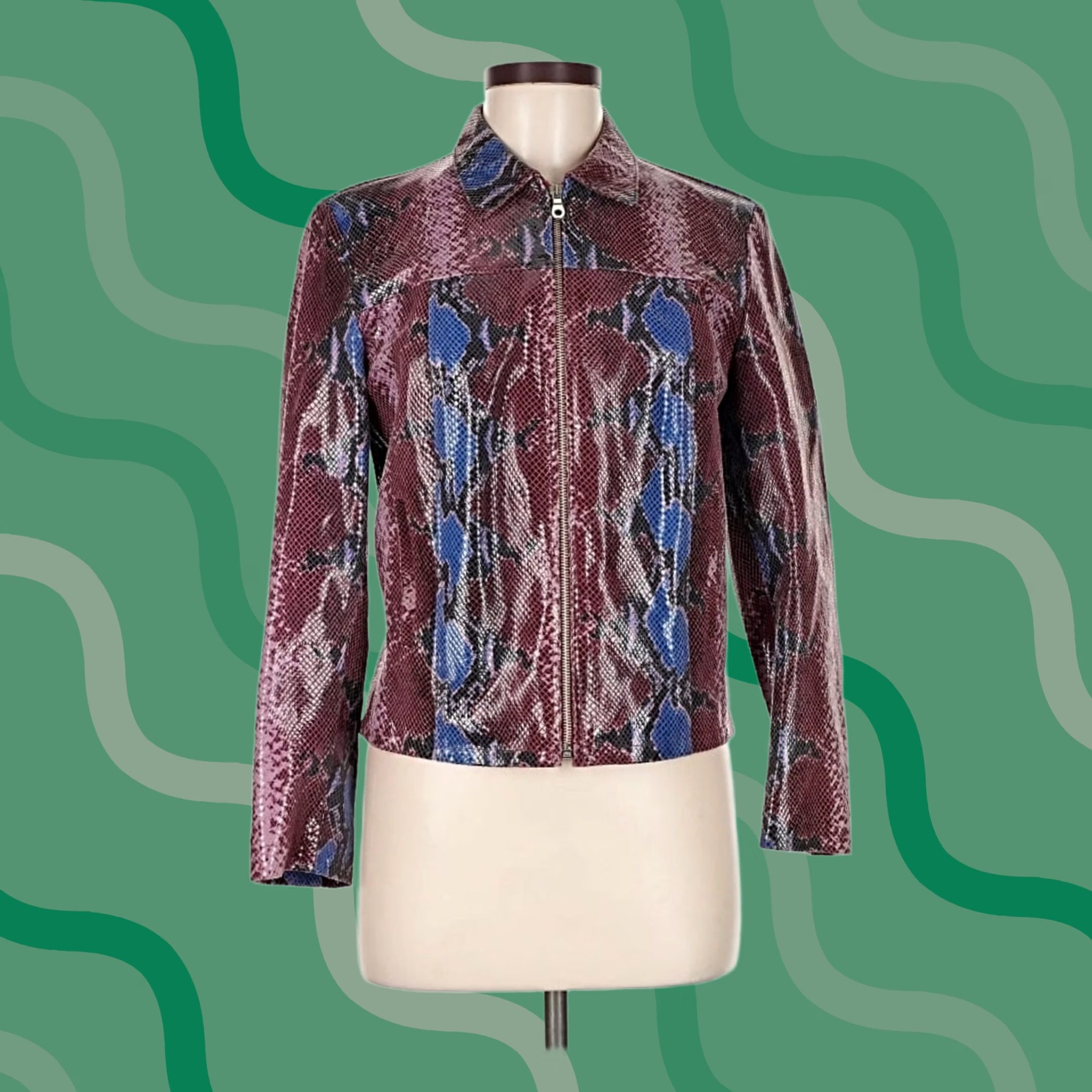 Vera Pelle Vera Pelle Snakeskin Leather Jacket Women M Multicolor Python Slim Short Zip Italy Made Size M / US 6-8 / IT 42-44 - 1 Thumbnail