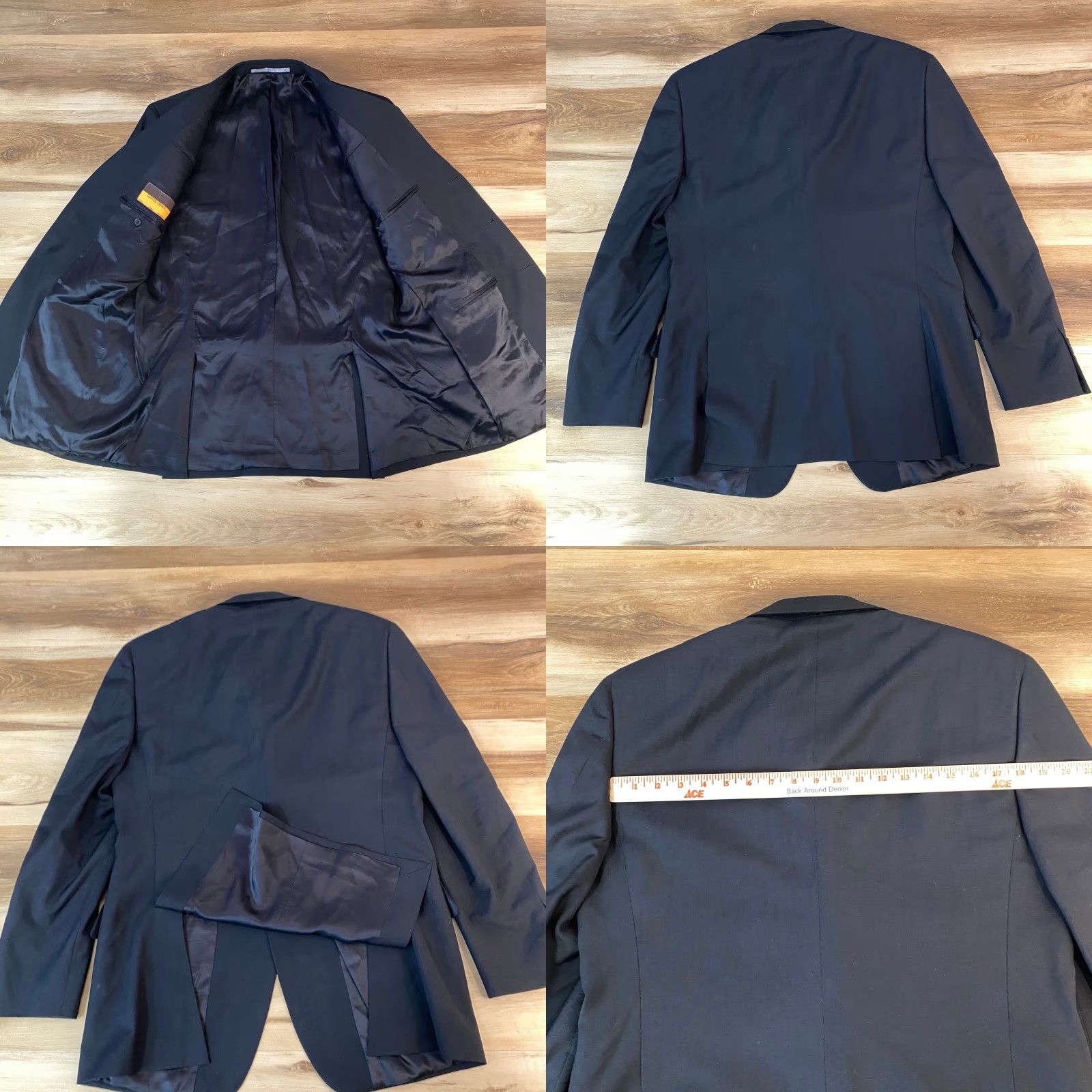 Vintage Davide Cenci Blazer Mens Navy Virgin Wool 3-Button Jacket 42L Italy Regular Long Black Notch Wool Blazer Style Italian Tailored Business Mens Size 42R - 9 Thumbnail