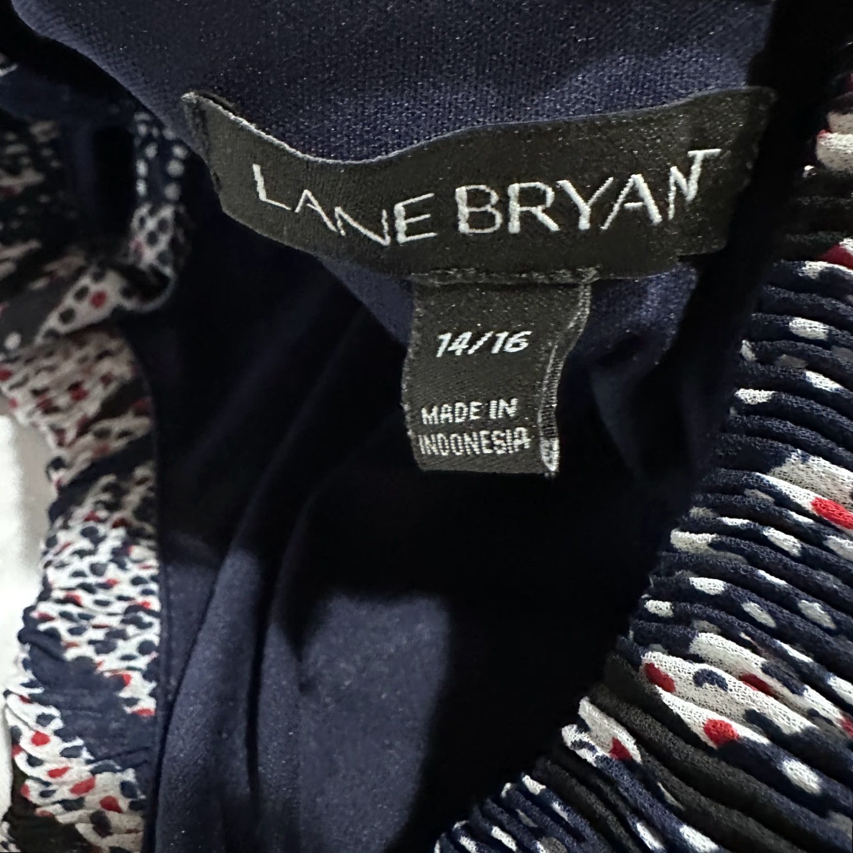 Vintage Lane Bryant Dress Womens Plus 1X Blue Red Geometric Maxi Strappy Lined Size XL / US 12-14 / IT 48-50 - 4 Thumbnail
