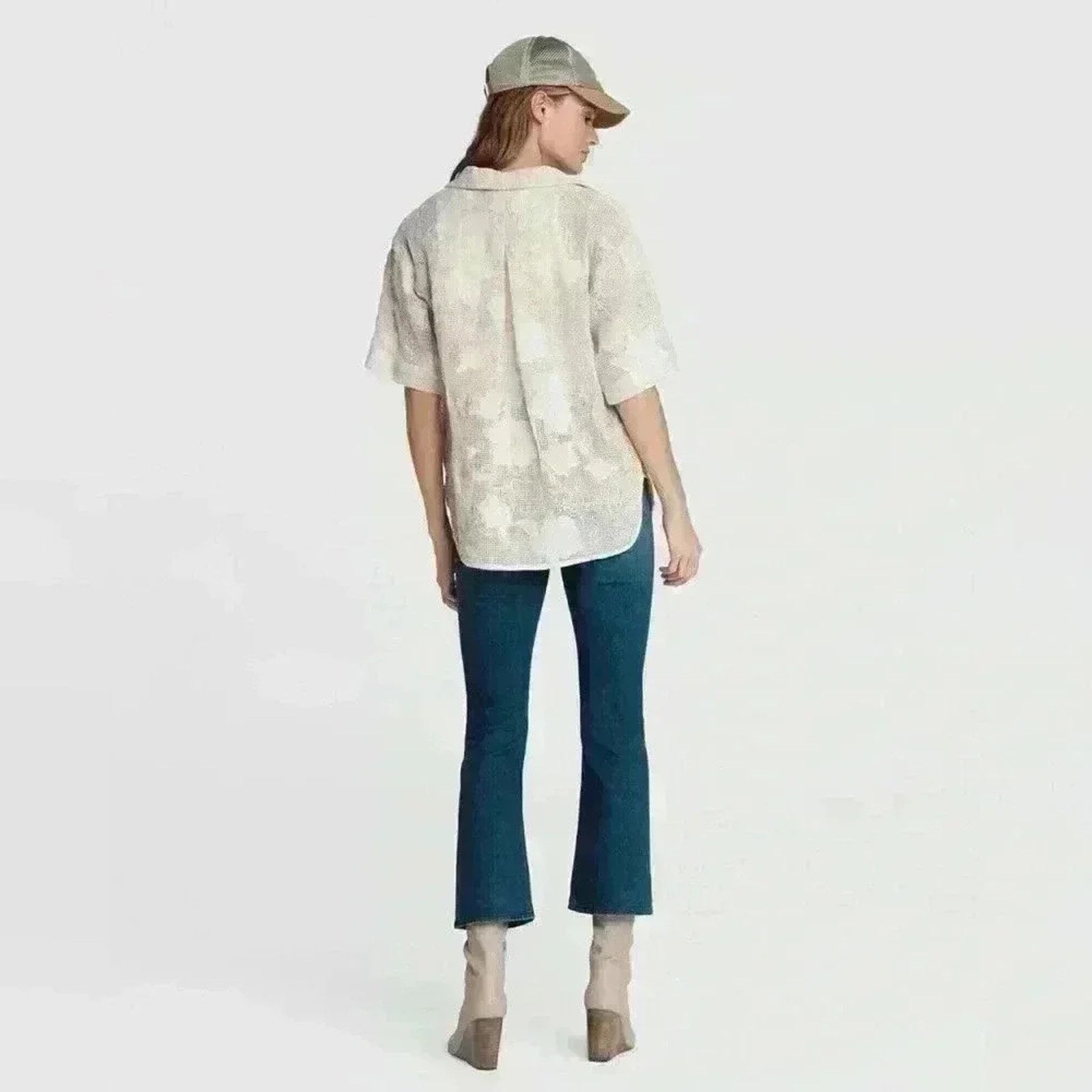 Rag & Bone RAG & BONE Mare Mesh Shirt Classic Fit Top Light Dove XXS Size XXS / US 00 / IT 34 - 3 Thumbnail