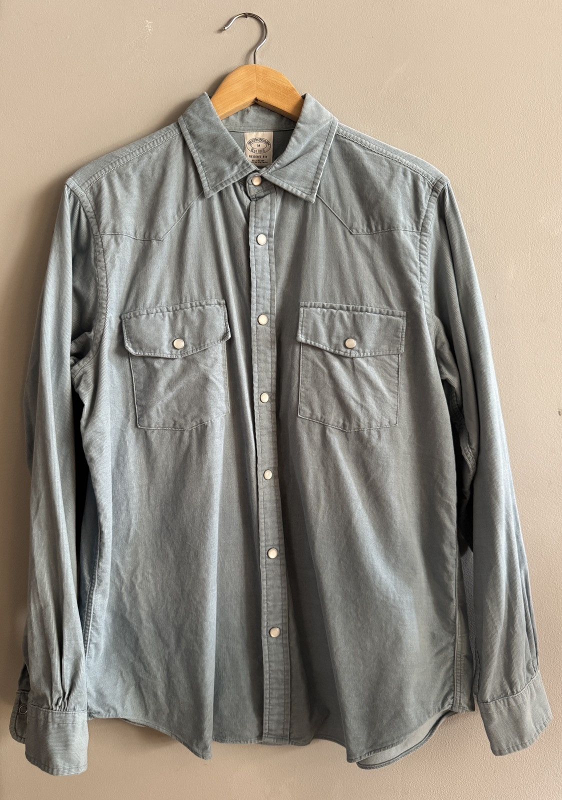 Brooks Brothers Fine Whale Corduroy Pearl Snap Western Shirt Size US M / EU 48-50 / 2 - 1 Thumbnail