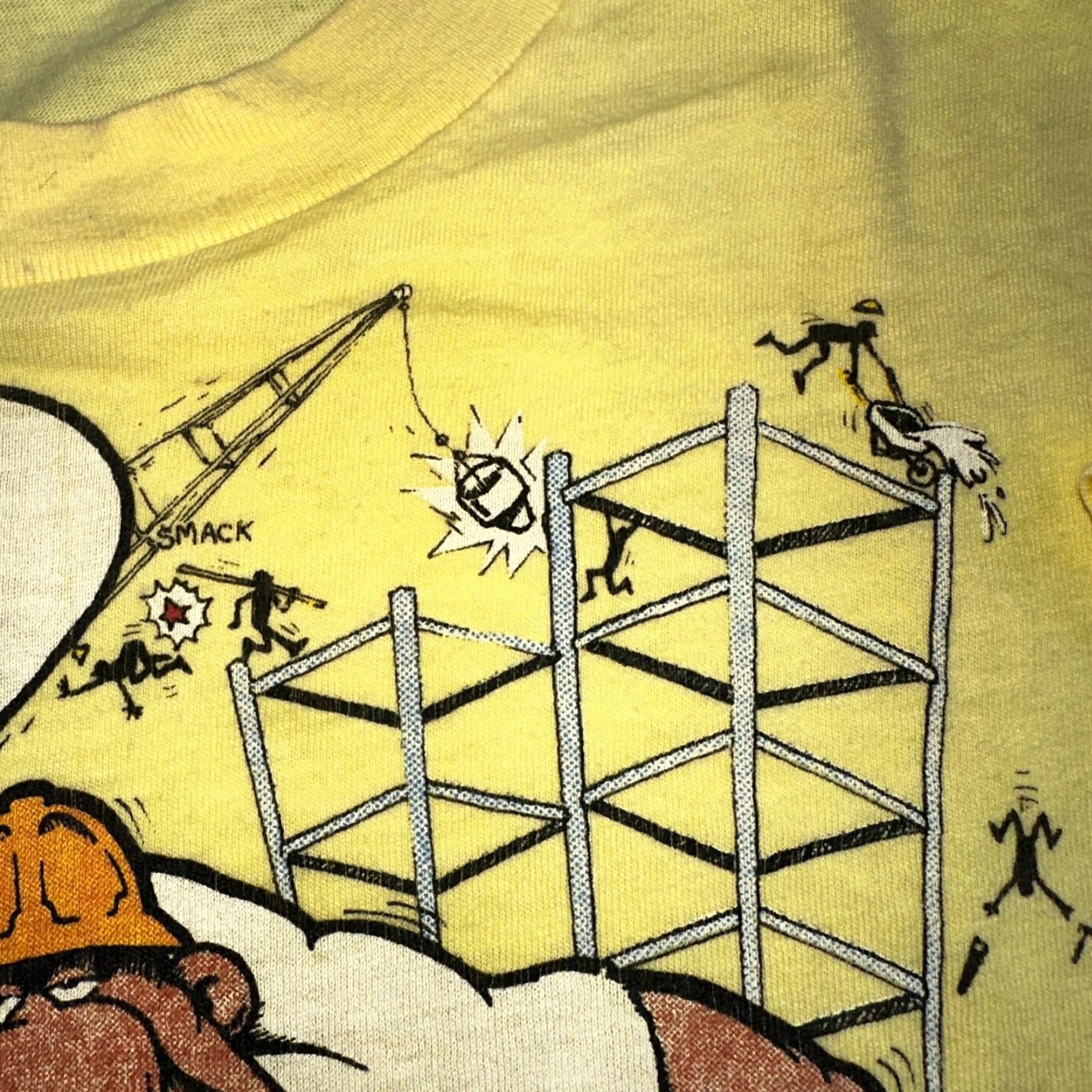 Vintage VINTAGE Belton USA Construction T-Shirt Men Large Yellow 70s Funny Humor Graphic Te Size US L / EU 52-54 / 3 - 6 Thumbnail
