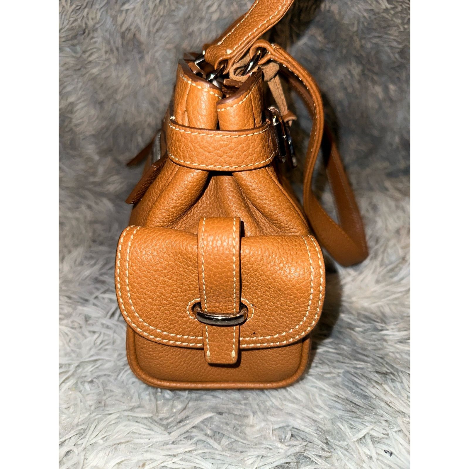 Dooney & Bourke DOONEY & BOURKE Brown Pebbled Leather Satchel Bag Purse Size ONE SIZE - 4 Thumbnail