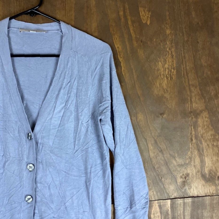 Loft VINTAGE LOFT Cardigan Gray V-Neck Button Down Long Sleeve Stretch Medium Womens Sweater Cardigan Knit Solid 3/4? Size M / US 6-8 / IT 42-44 - 5 Thumbnail
