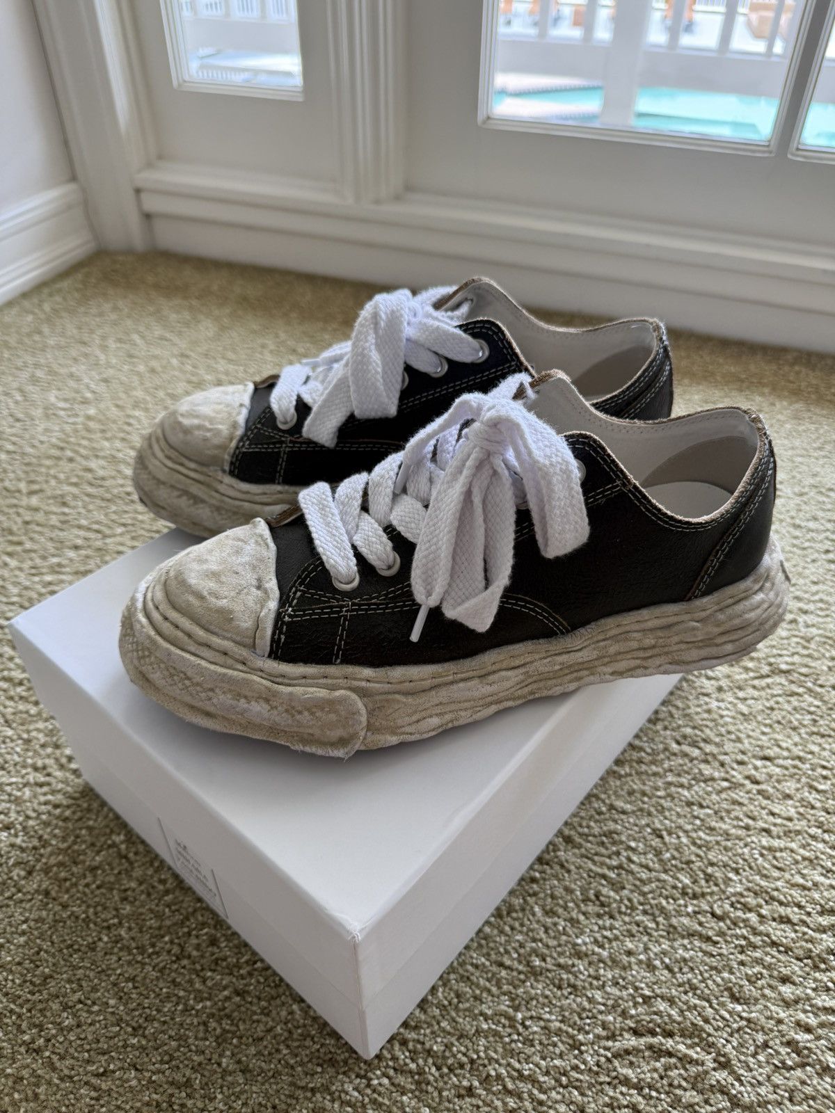 Maison Mihara Yasuhiro Peterson Black Leather 43 Sneakers
