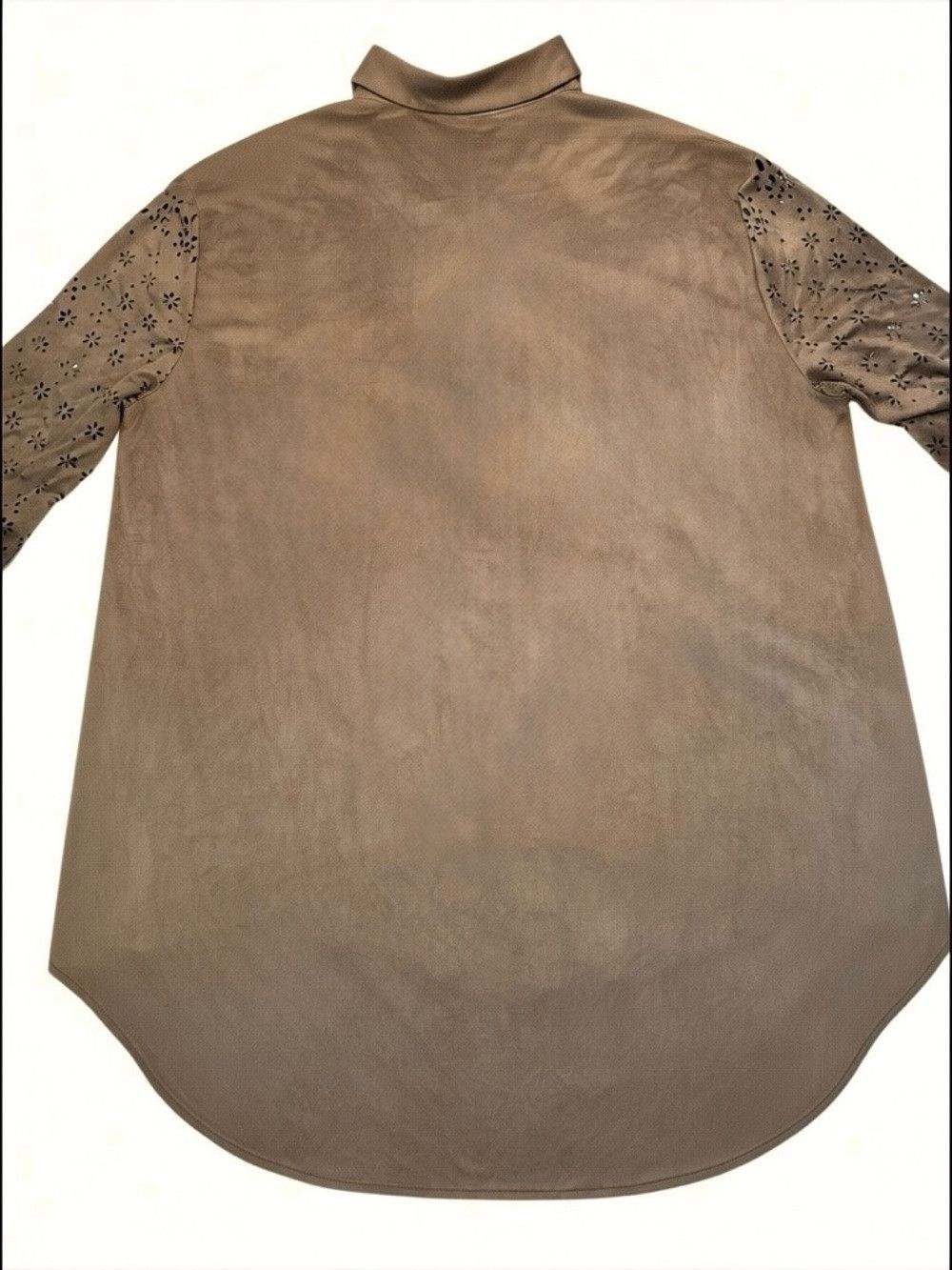 Other Brown Faux Suede Soft Burnout Sleeve Shirt Size XL Size XL / US 12-14 / IT 48-50 - 4 Thumbnail